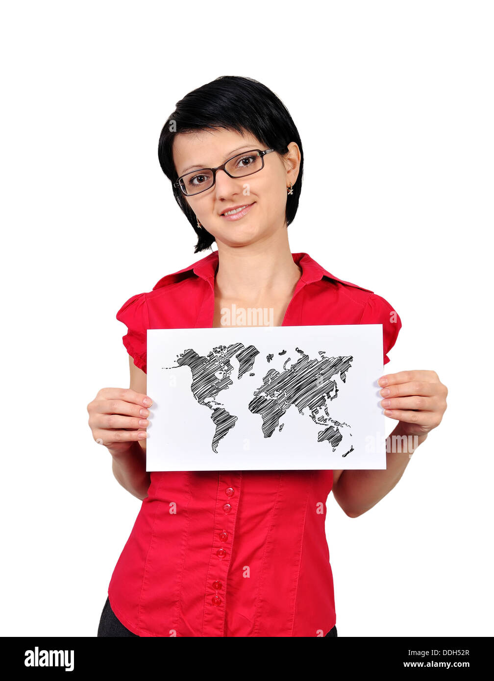 Poster con wopld mappa Foto Stock