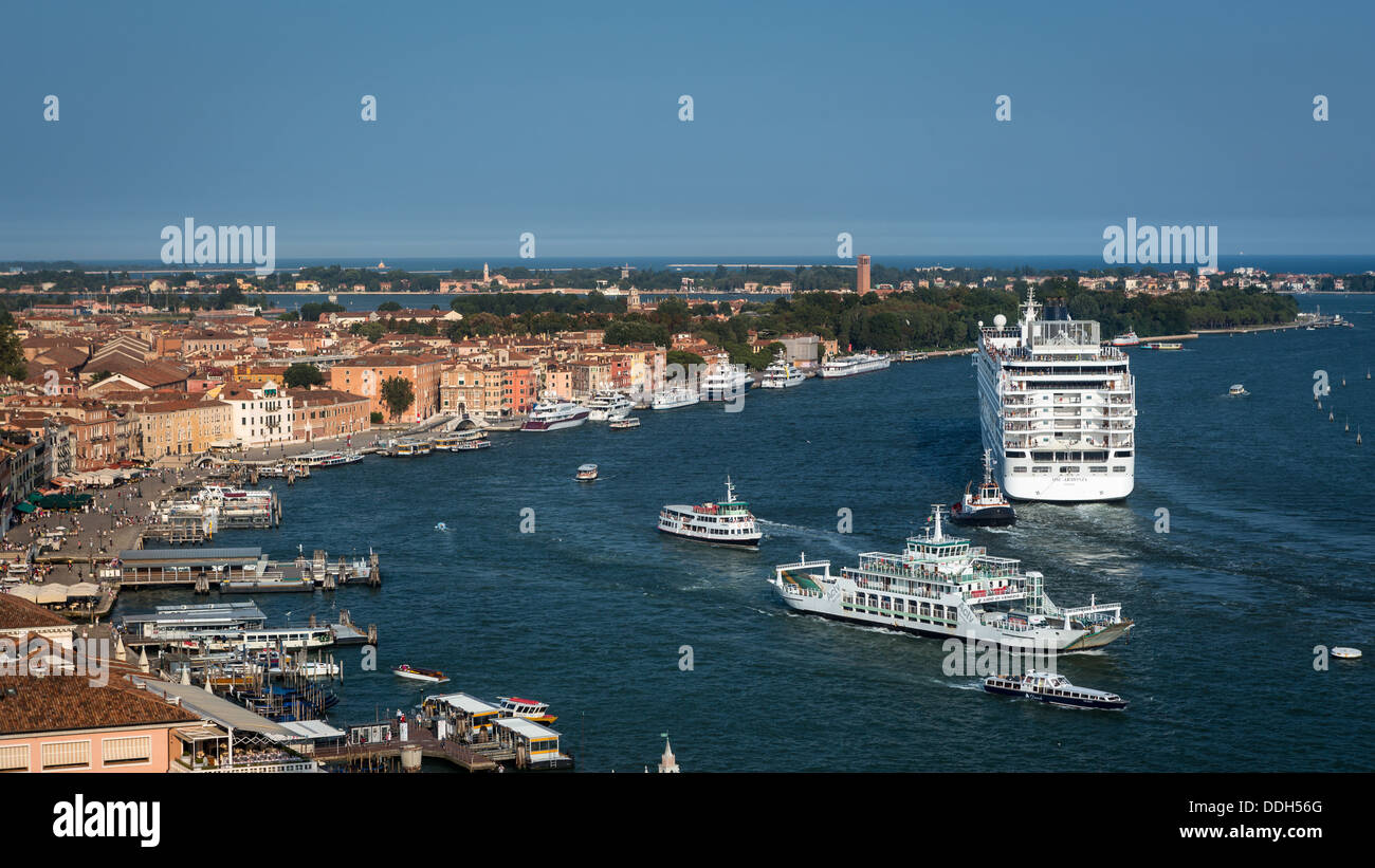 Vista aerea del sud-est di Venezia, Italia Foto Stock