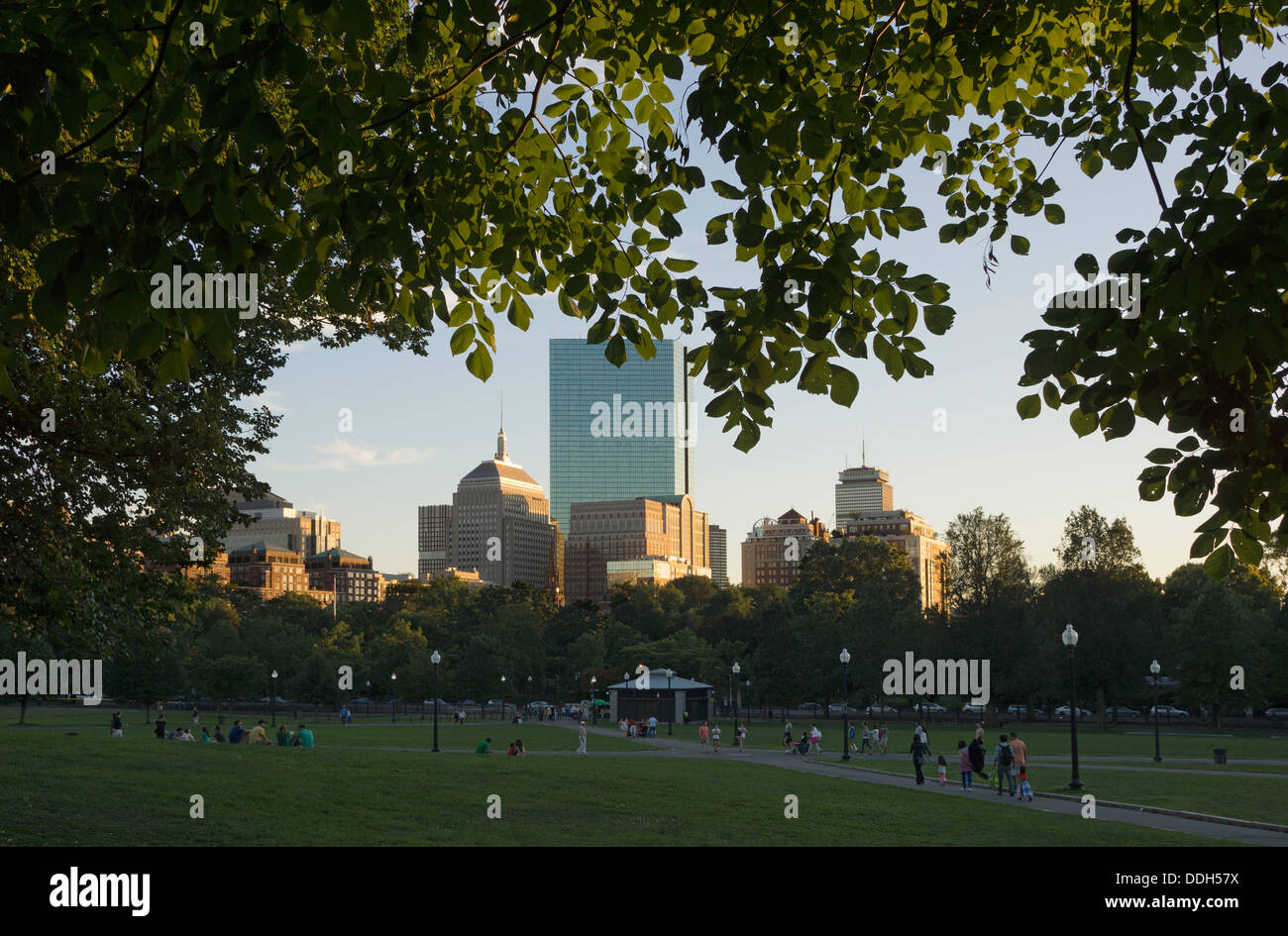 Skyline di Boston e Boston Common Foto Stock