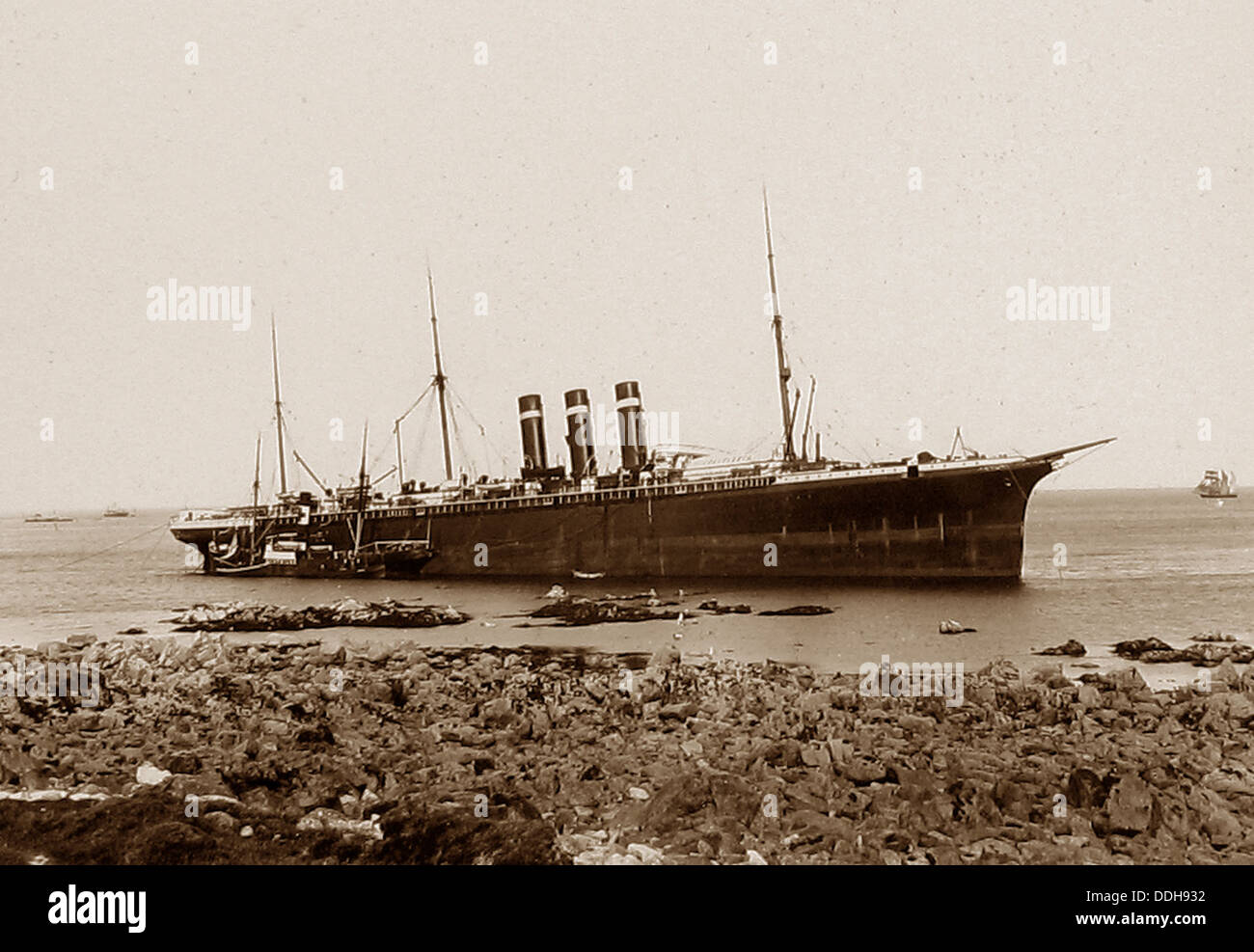 SS Paris vicino Coverack Cornwall nel 1899 Foto Stock