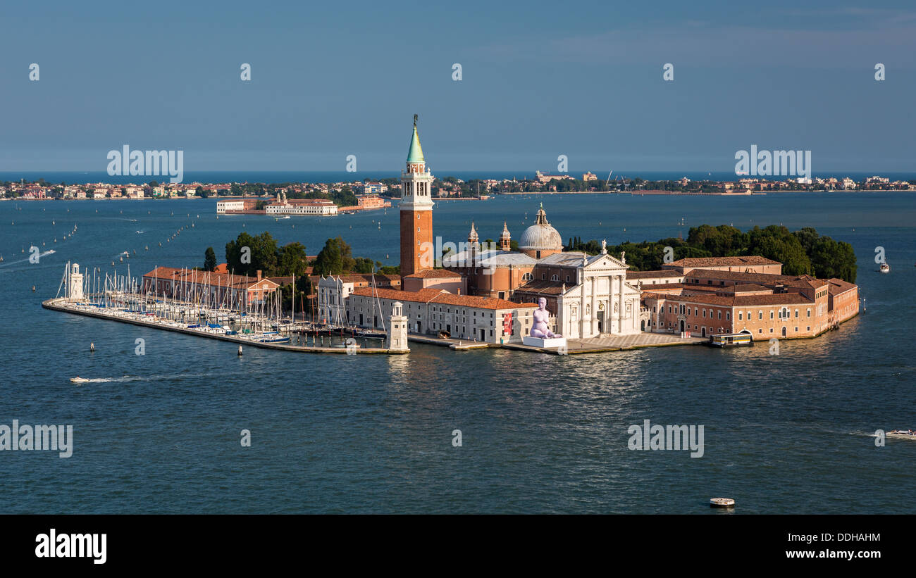 Vista aerea del San Giorgio Maggiore isola e Chiesa in Venezia Foto Stock