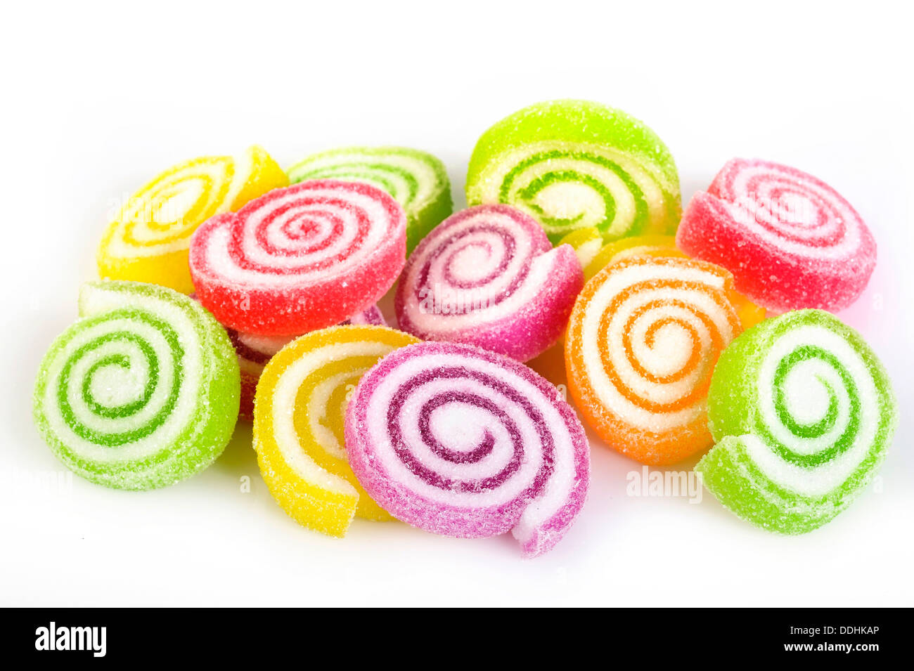 Colorata frutta candita jelly su sfondo bianco Foto Stock