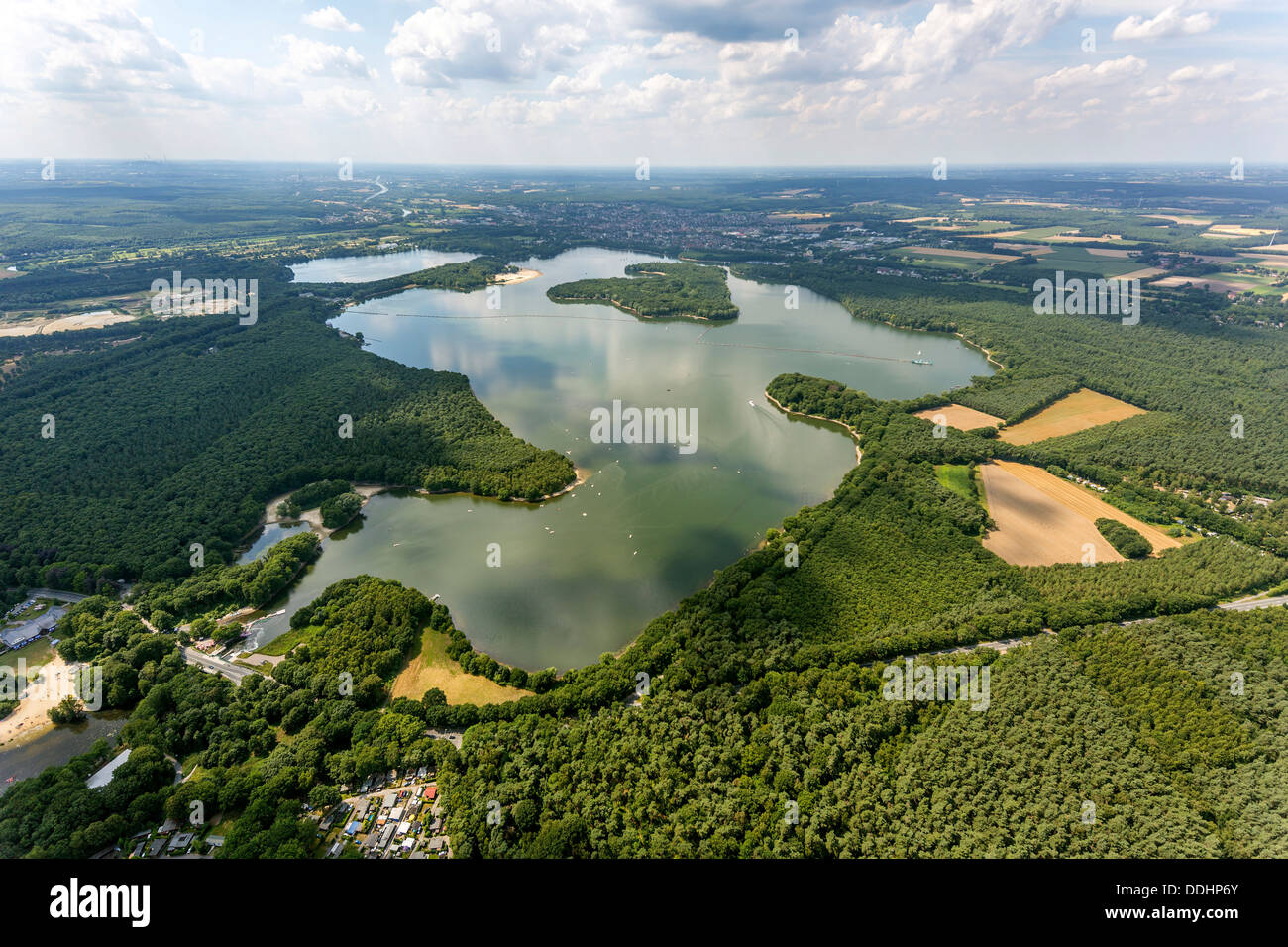 Vista aerea, Halterner serbatoio o lago Haltern Foto Stock