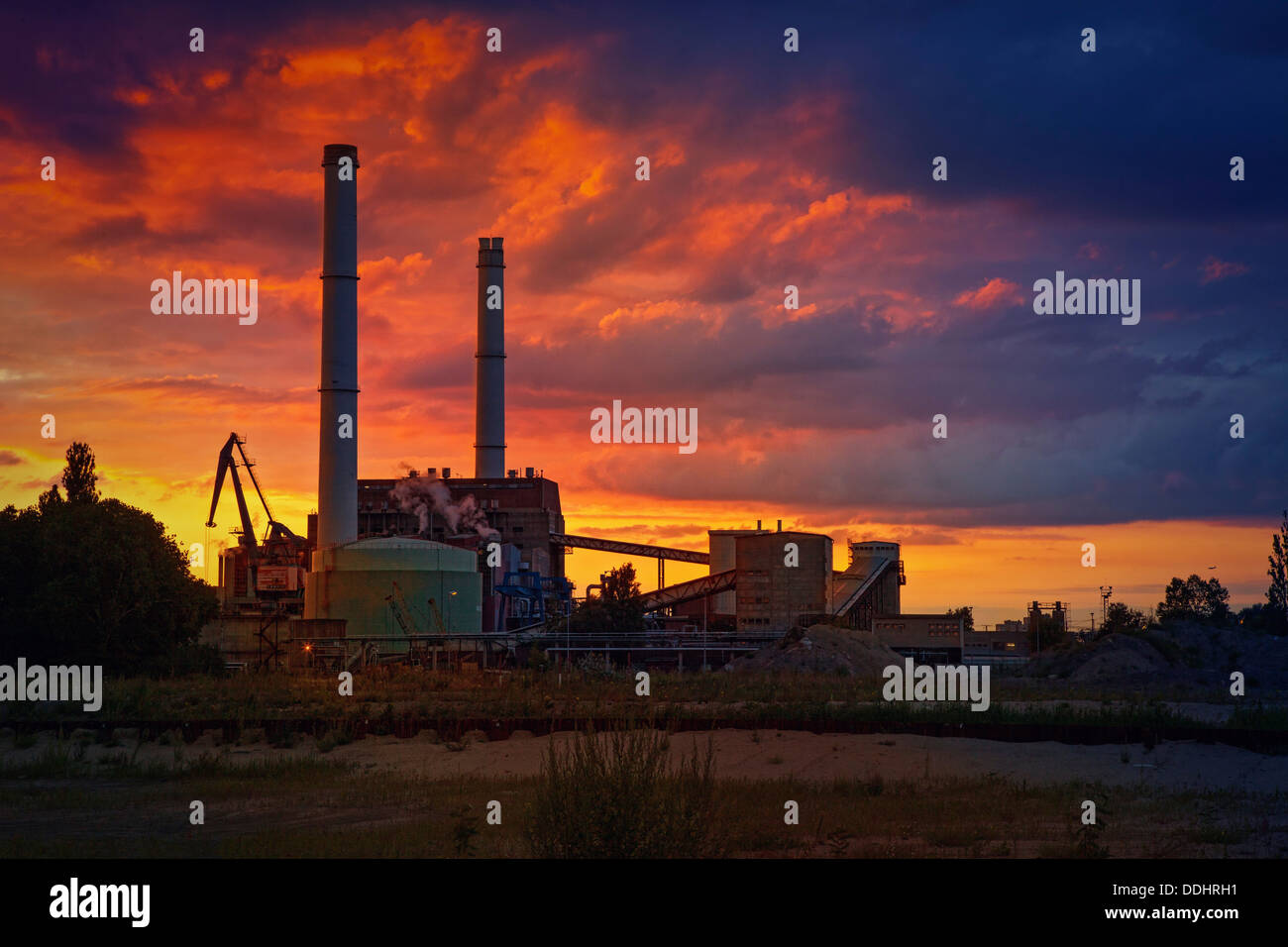 Klingenberg CHP Impianto di alimentazione al tramonto Foto Stock