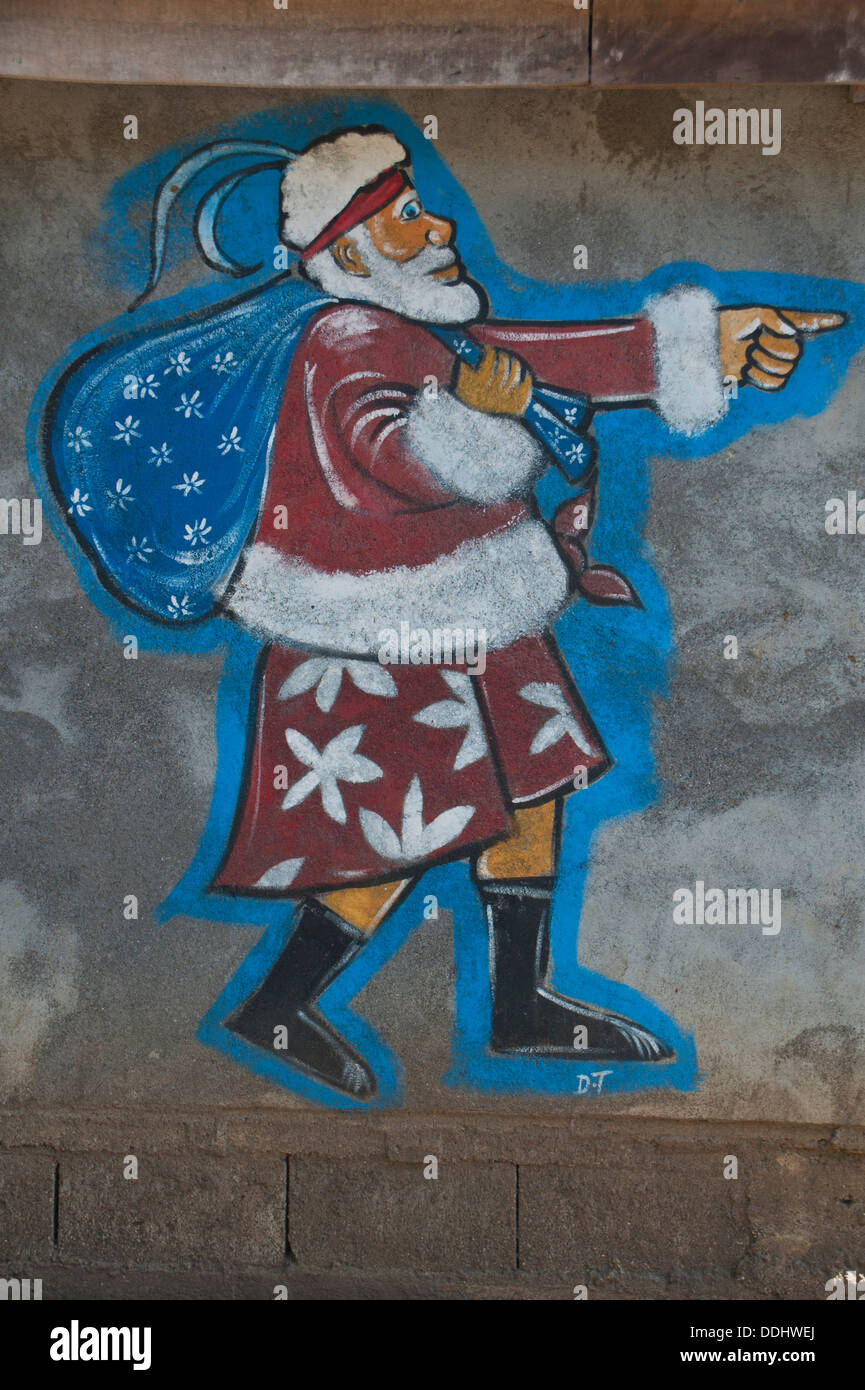 Santa Claus dipinta su una parete Foto Stock