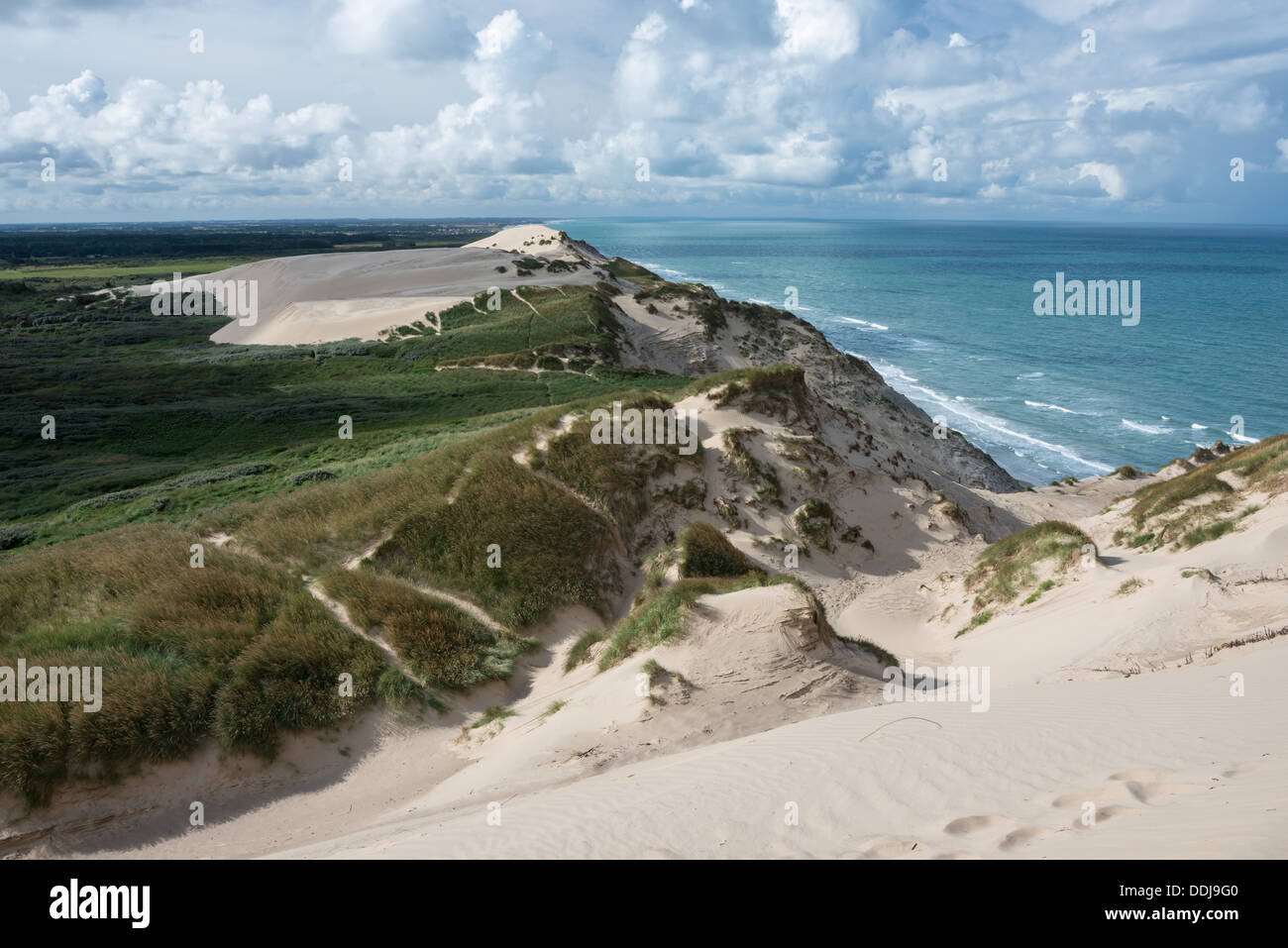 La Danimarca, la vista di Wanderdune Rubjerg Knude al mare del Nord Foto Stock