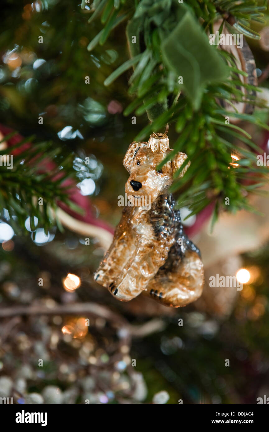 Dettaglio di un Welsh Terrier decorazione di Natale Foto Stock