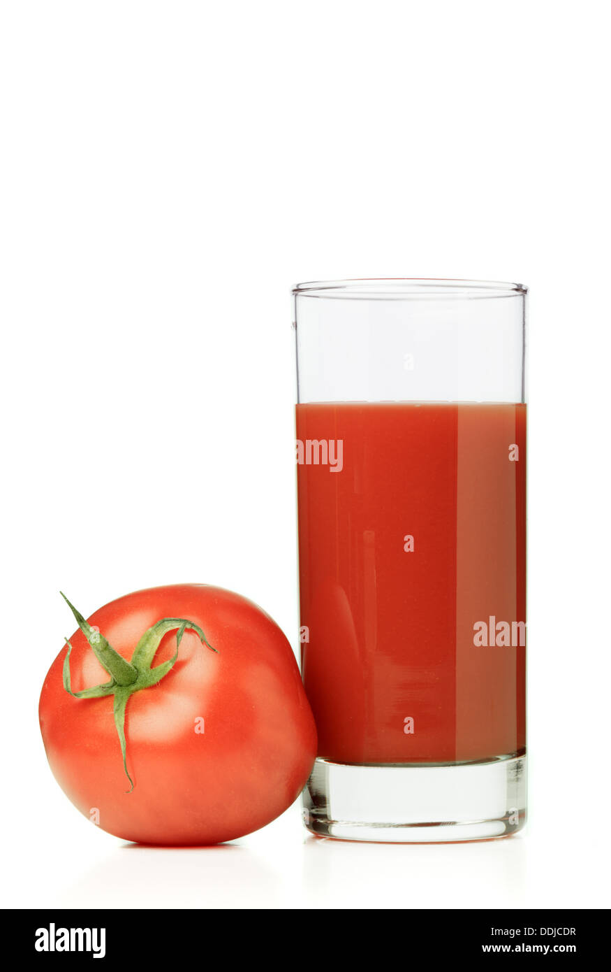 Pomodoro e bicchiere di succo di pomodoro Foto Stock