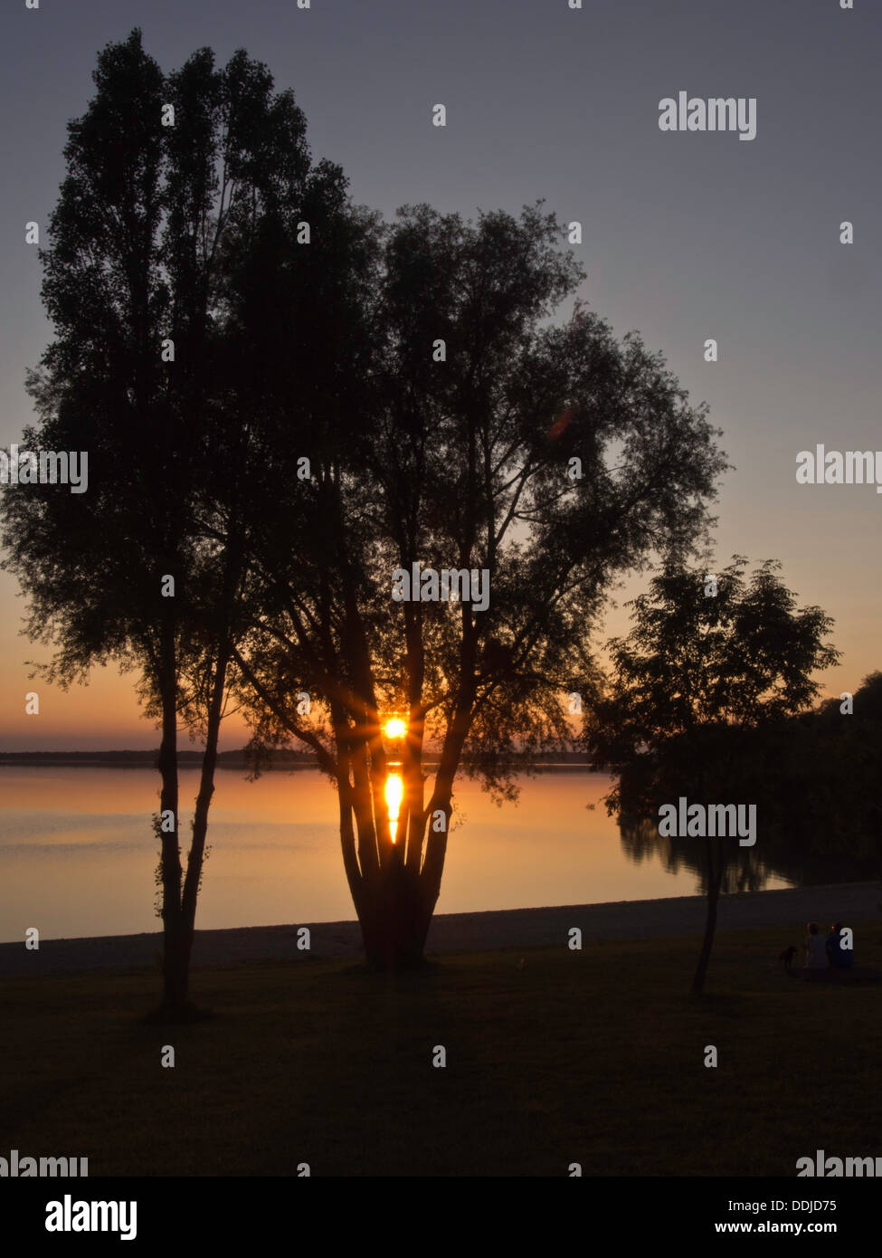 Tramonto su Lac D'Orient, Francia Foto Stock