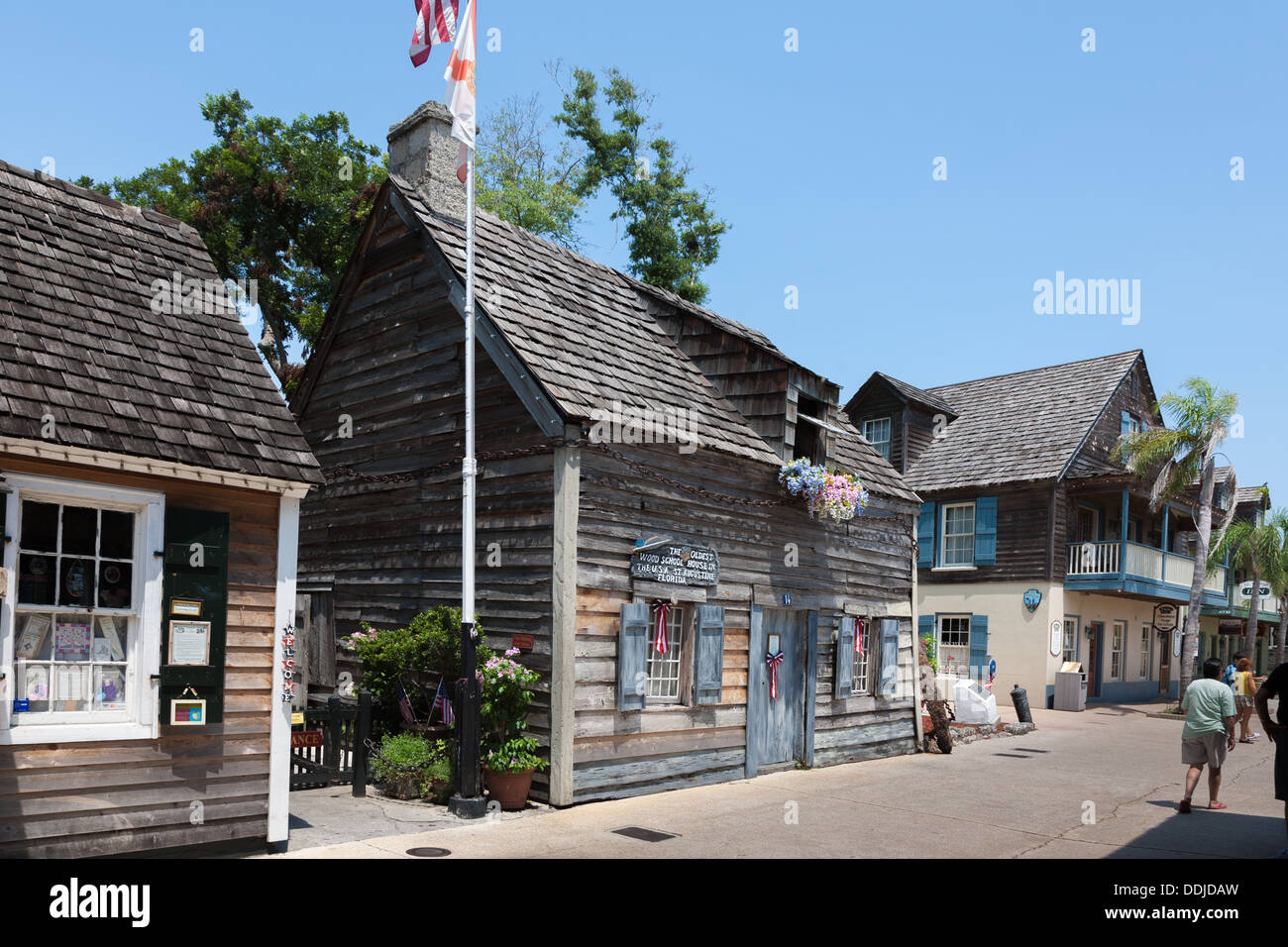 Più antica scuola di legno casa negli USA nel centro storico di Sant'Agostino, Florida Foto Stock