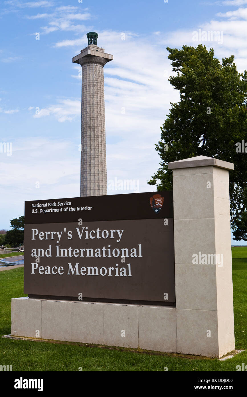 Il Perry's la vittoria e la pace internazionale Memorial è raffigurato nella Put-In-Bay, Ohio Foto Stock