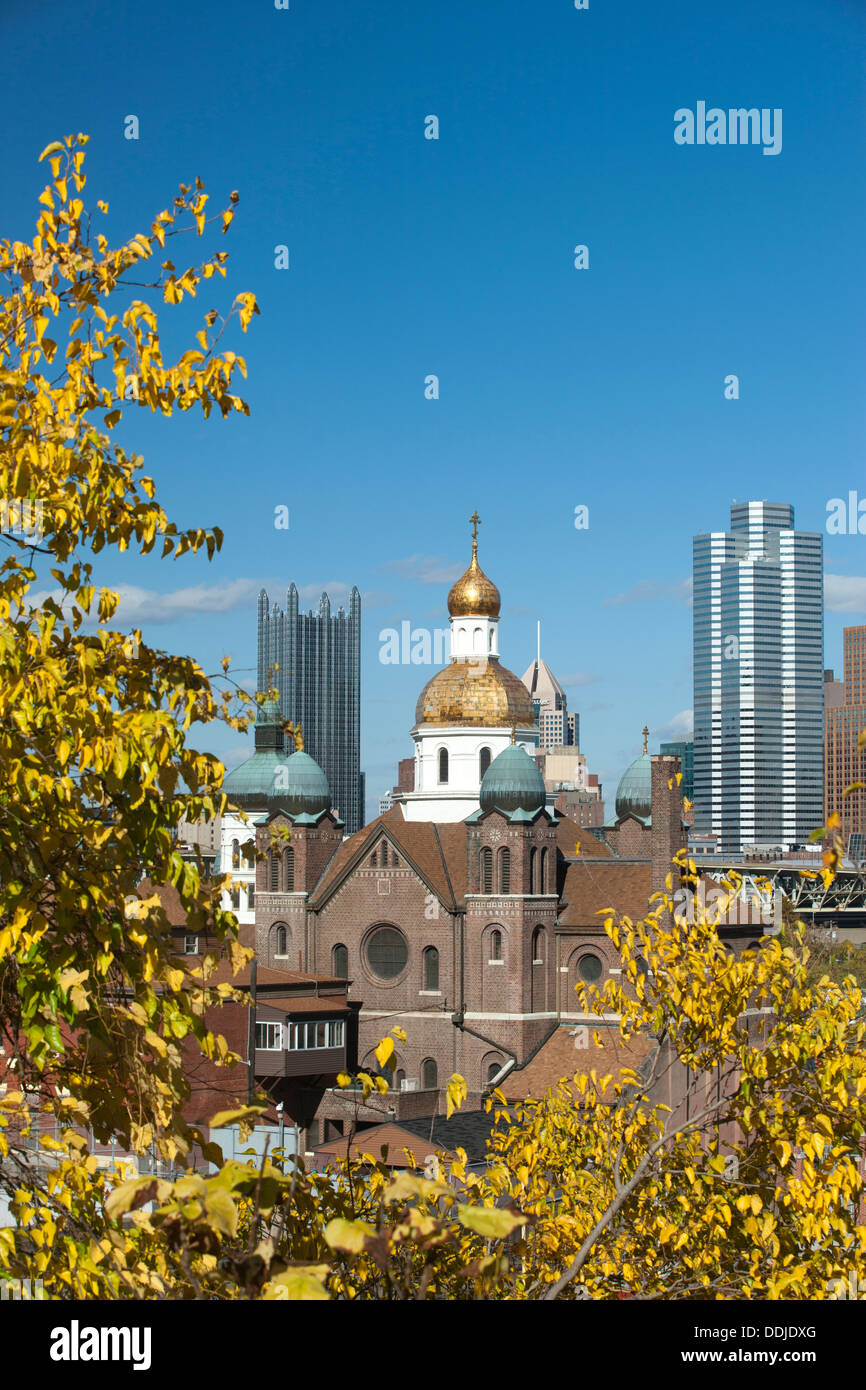 San Giovanni Battista Chiesa ucraina lato sud dello skyline di Pittsburgh Pennsylvania USA Foto Stock