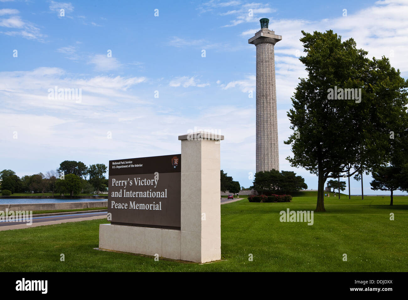 Il Perry's la vittoria e la pace internazionale Memorial è raffigurato nella Put-In-Bay, Ohio Foto Stock