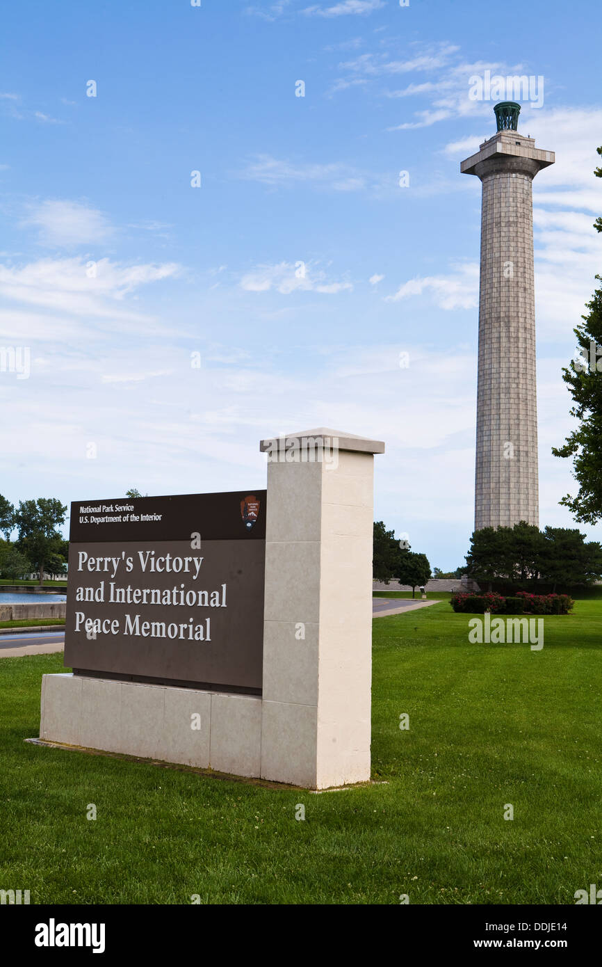 Il Perry's la vittoria e la pace internazionale Memorial è raffigurato nella Put-In-Bay, Ohio Foto Stock