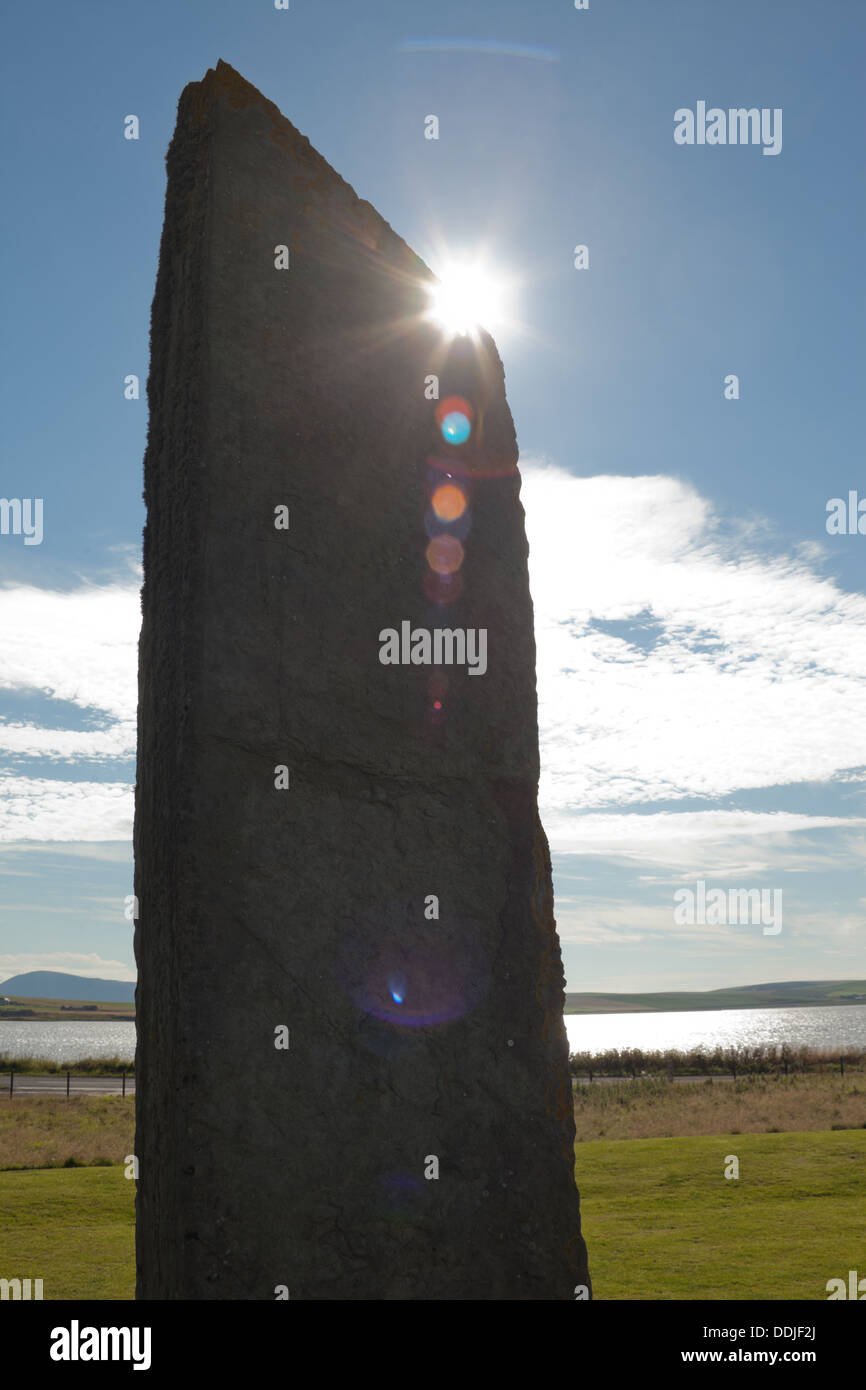 Le pietre di Stennes, pietre preistoriche in Isole Orcadi Scozia, Regno Unito Foto Stock