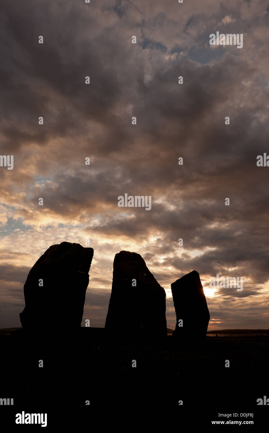 Le pietre di Stennes, pietre preistoriche in Isole Orcadi Scozia, Regno Unito Foto Stock
