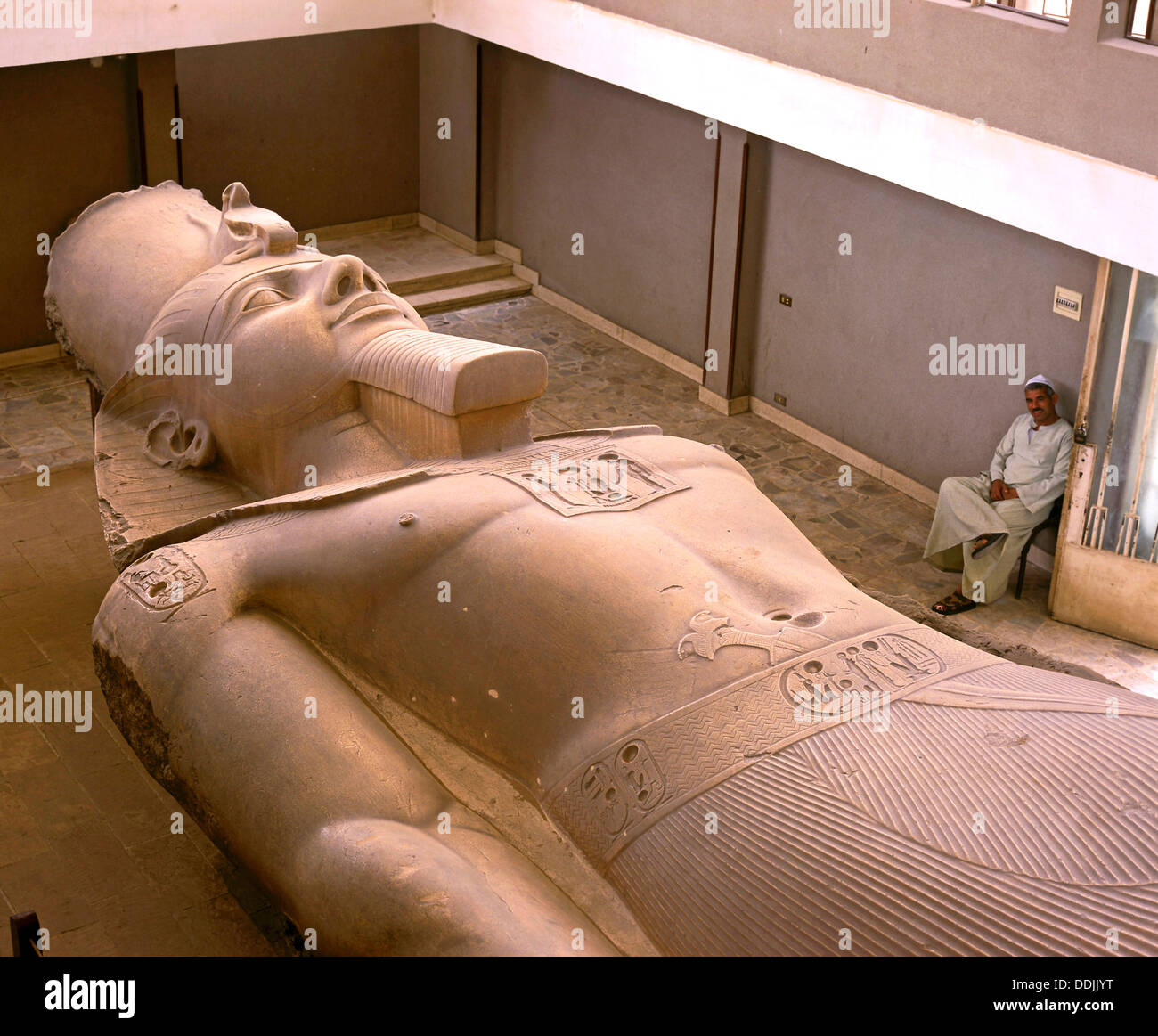 Statua colossale di Ramesse II - XIII secolo a.c. e le rovine di Memphis, Egitto, Africa Foto Stock