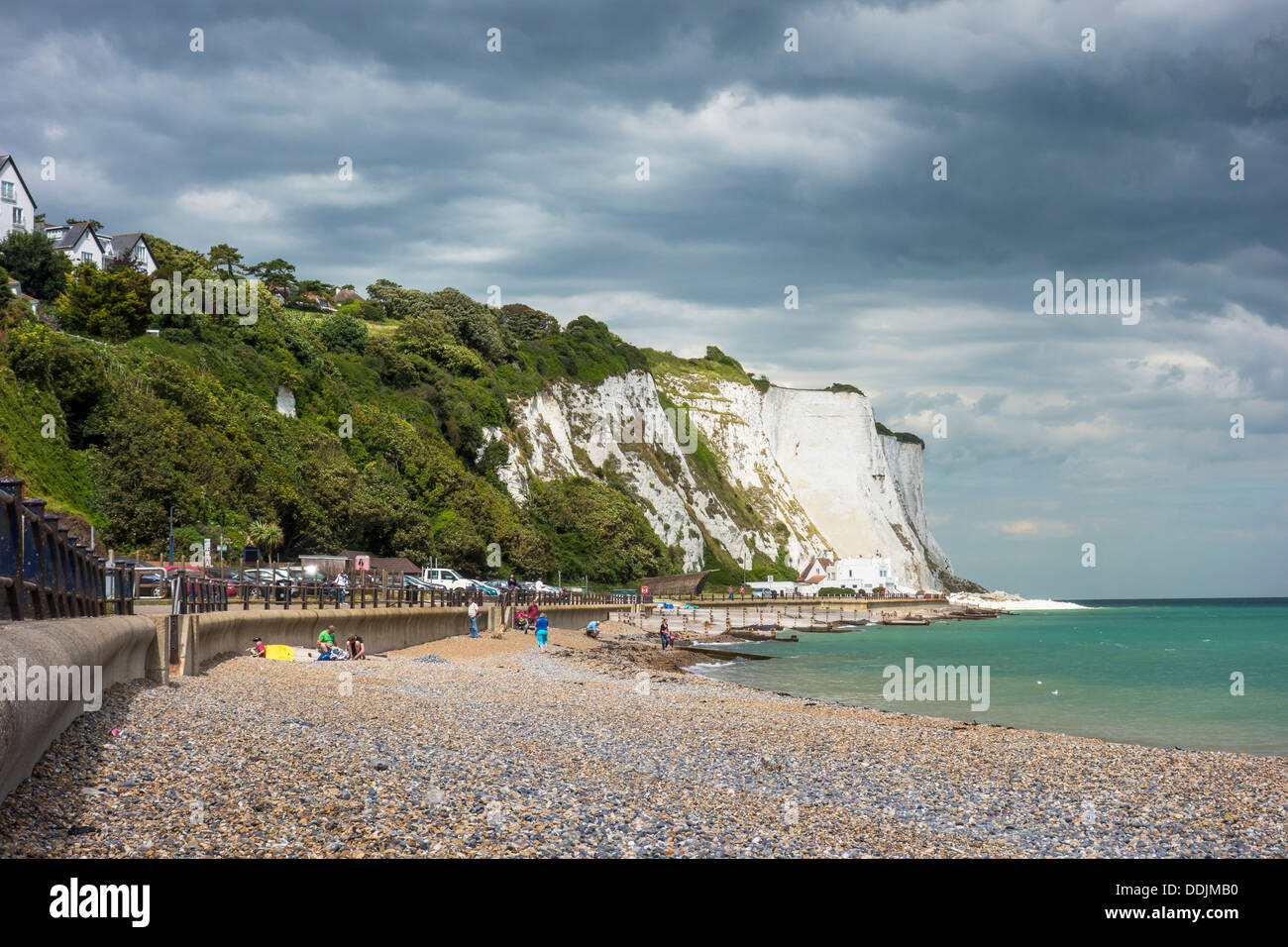 St Margarets Bay Beach Le Bianche Scogliere di Dover Kent Foto Stock
