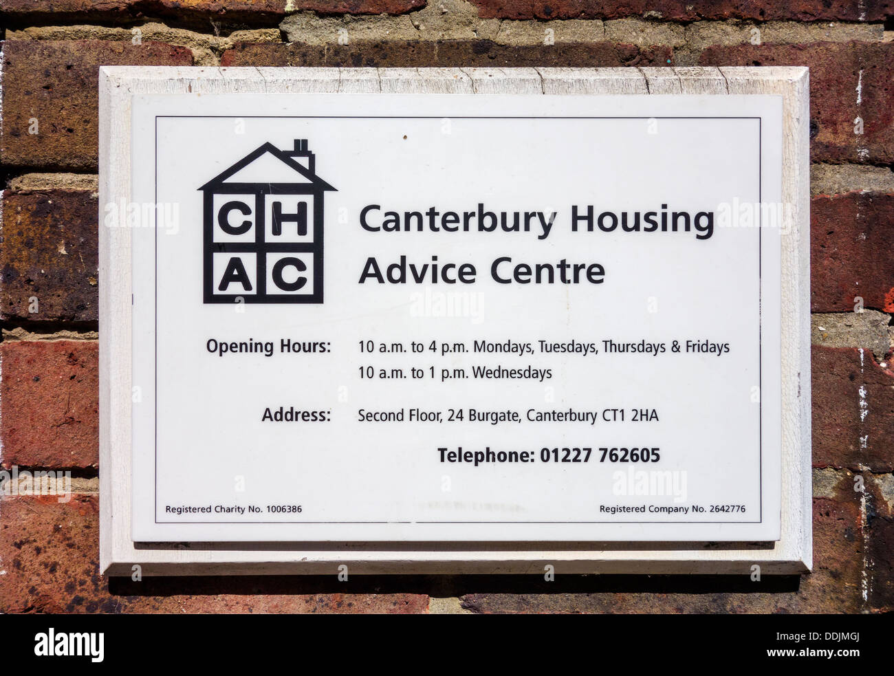 Canterbury Housing Advice Centre Foto Stock