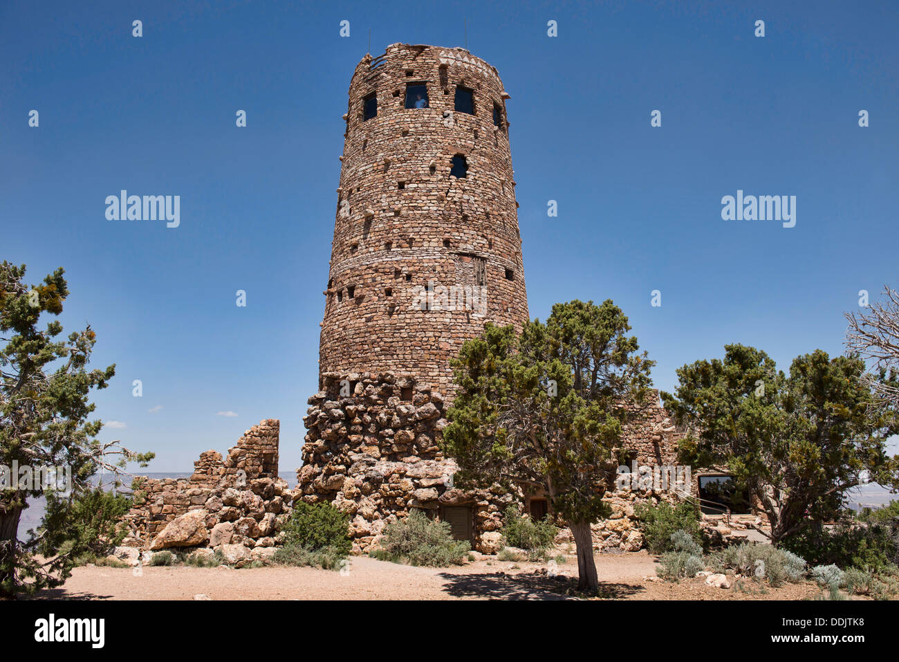 La torre di avvistamento Indiano in vista del deserto, il Parco Nazionale del Grand Canyon, Arizona Foto Stock