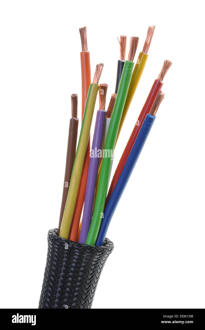 Flessibile tubo protettivo con cavi Foto Stock