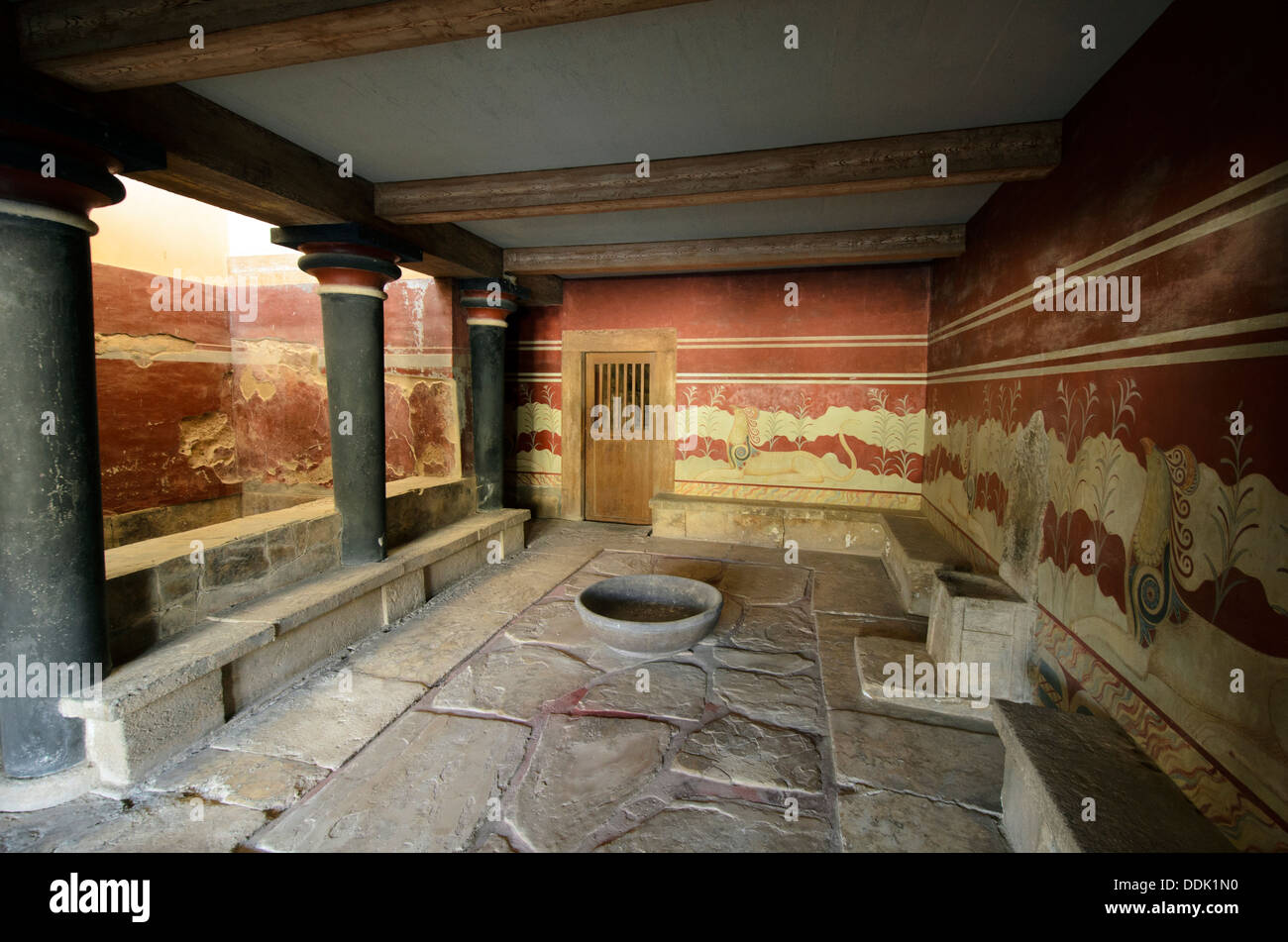 Sala del Trono a Knossos - Crete, Grecia Foto Stock