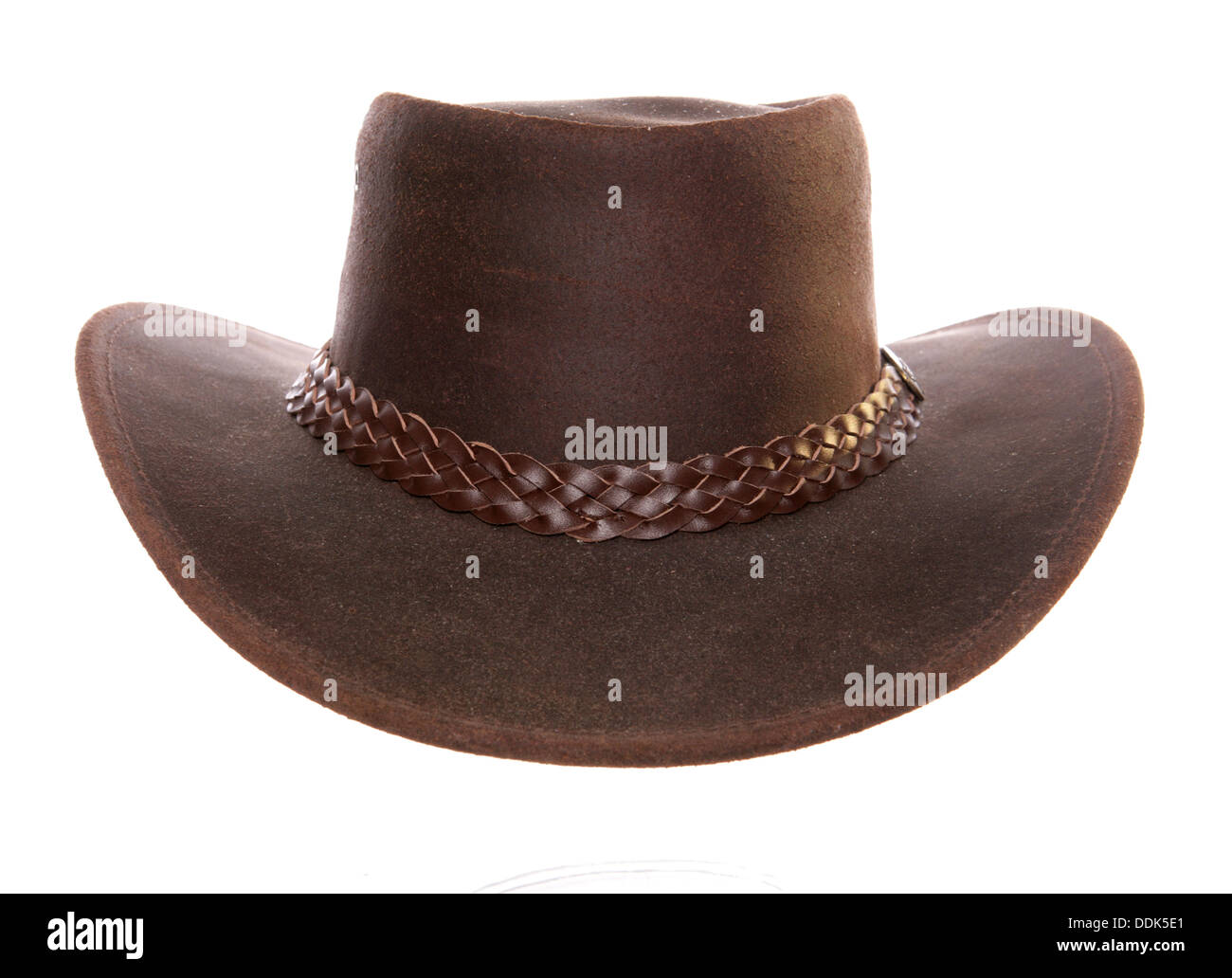Cuoio cappello da cowboy di esclusione di studio Foto Stock