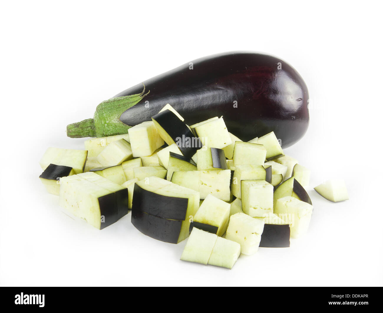 Melanzane fresche verdure su bianco Foto Stock