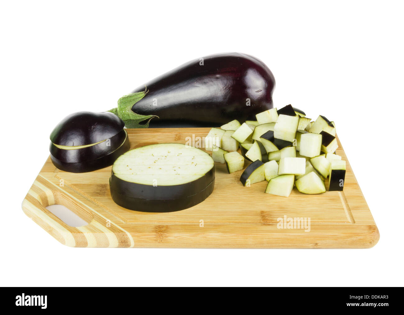 Melanzane fresche sulla scrivania Foto Stock