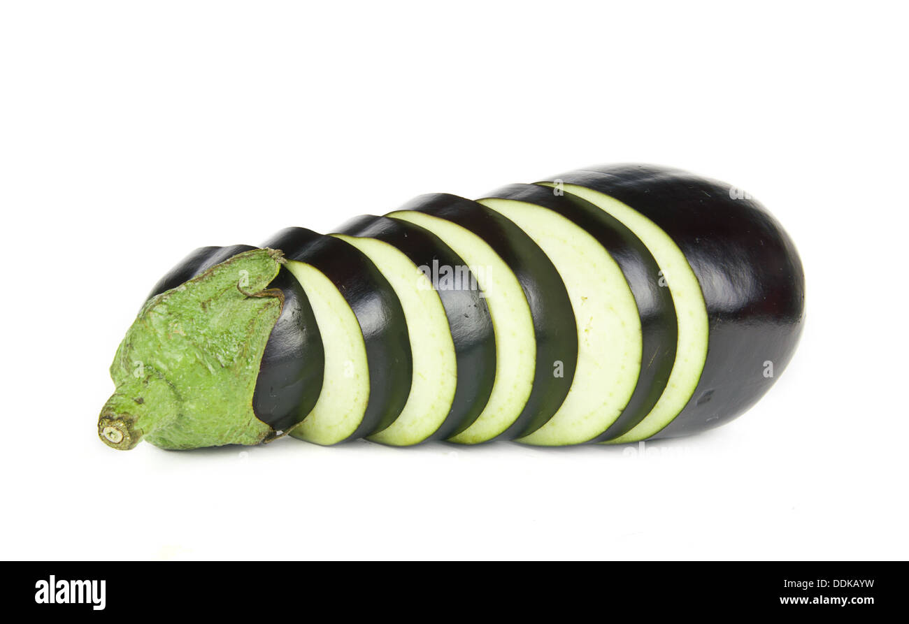 Melanzane fresche verdure su bianco Foto Stock