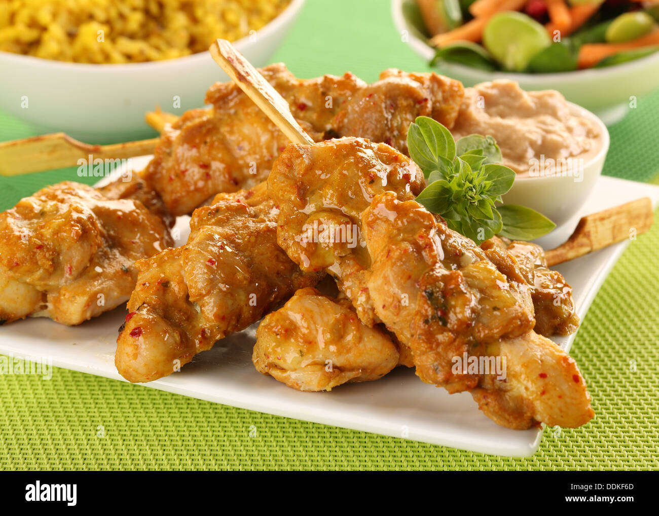 Pollo tailandese saté / Kebab Foto Stock