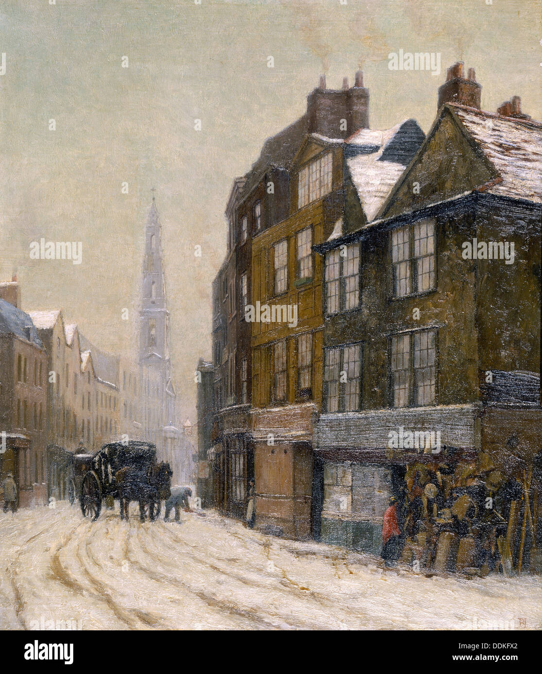 'Drury Corte con la Chiesa di St Mary-le-Strand', 1880. Artista: Philip Norman Foto Stock