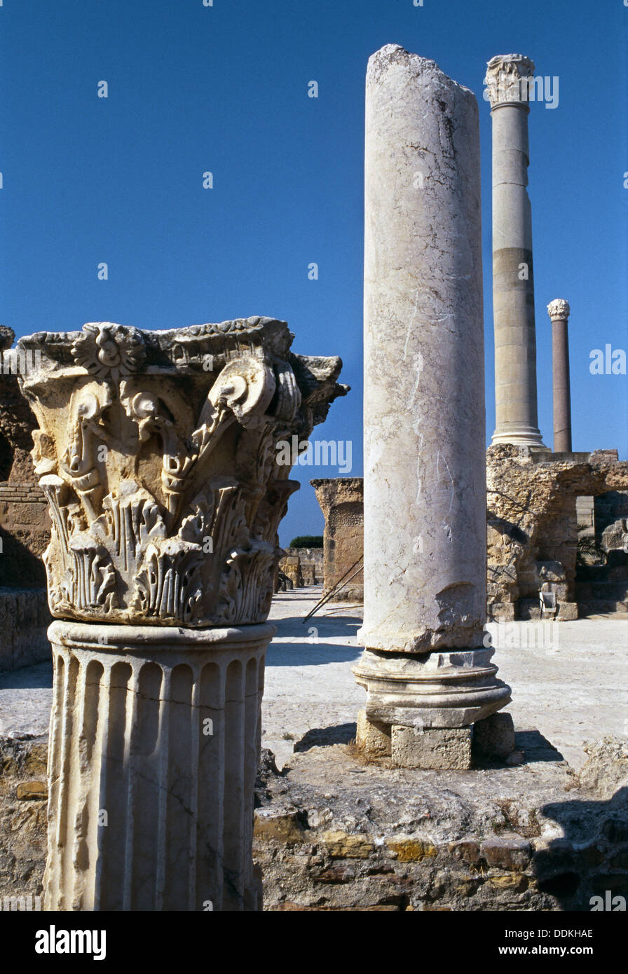The Antonine bagni termali (costruito su del II secolo D.C.), Cartagine. La Tunisia Foto Stock
