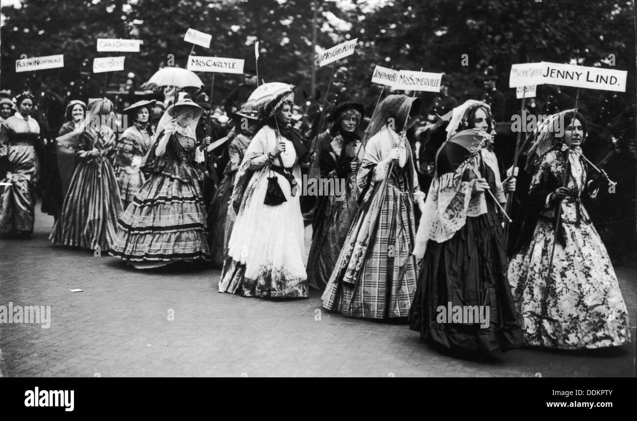 Il famoso "donne" rievocazione delle donne della incoronazione processione, Londra, 1911. Artista: sconosciuto Foto Stock
