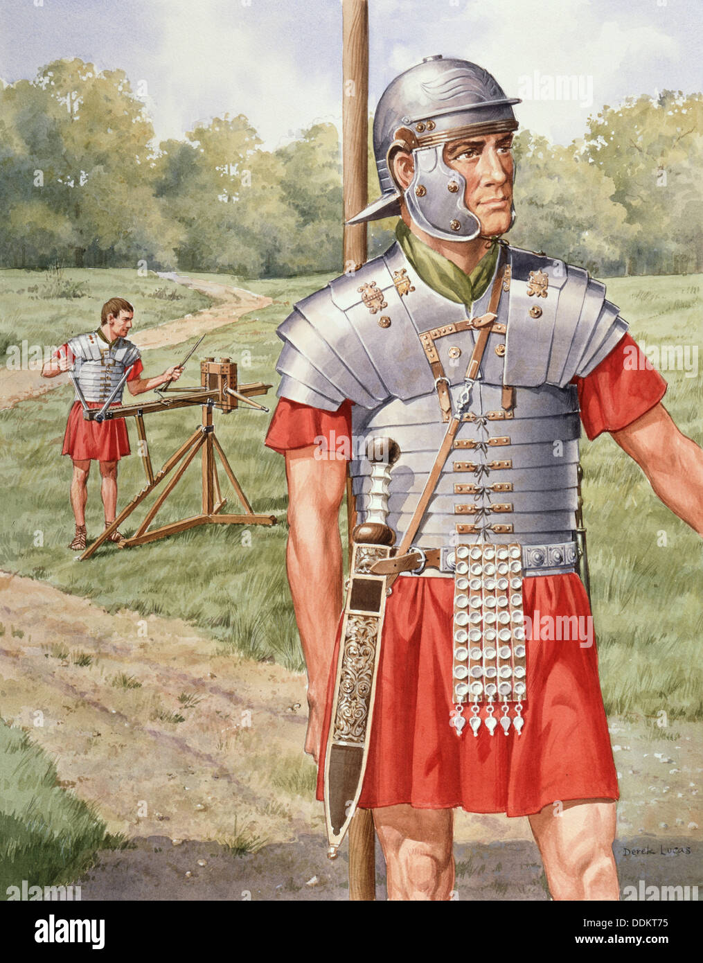 Soldato Romano in armatura. Artista: Derek Lucas Foto Stock