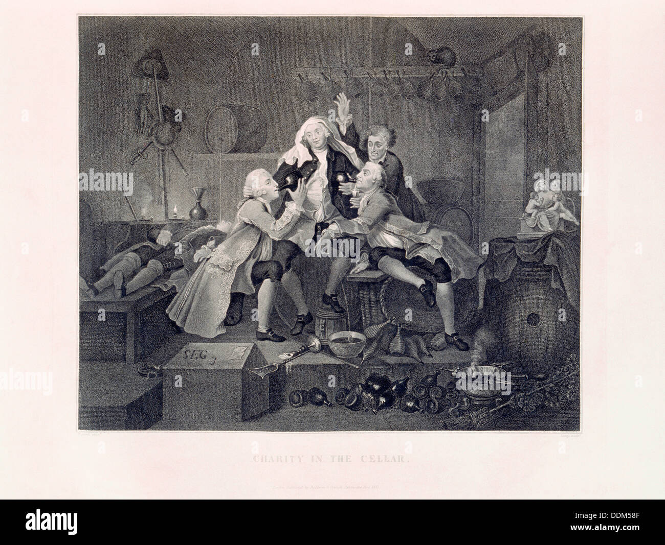 La carità nella cantina del XVIII secolo. Artista: sconosciuto Foto Stock