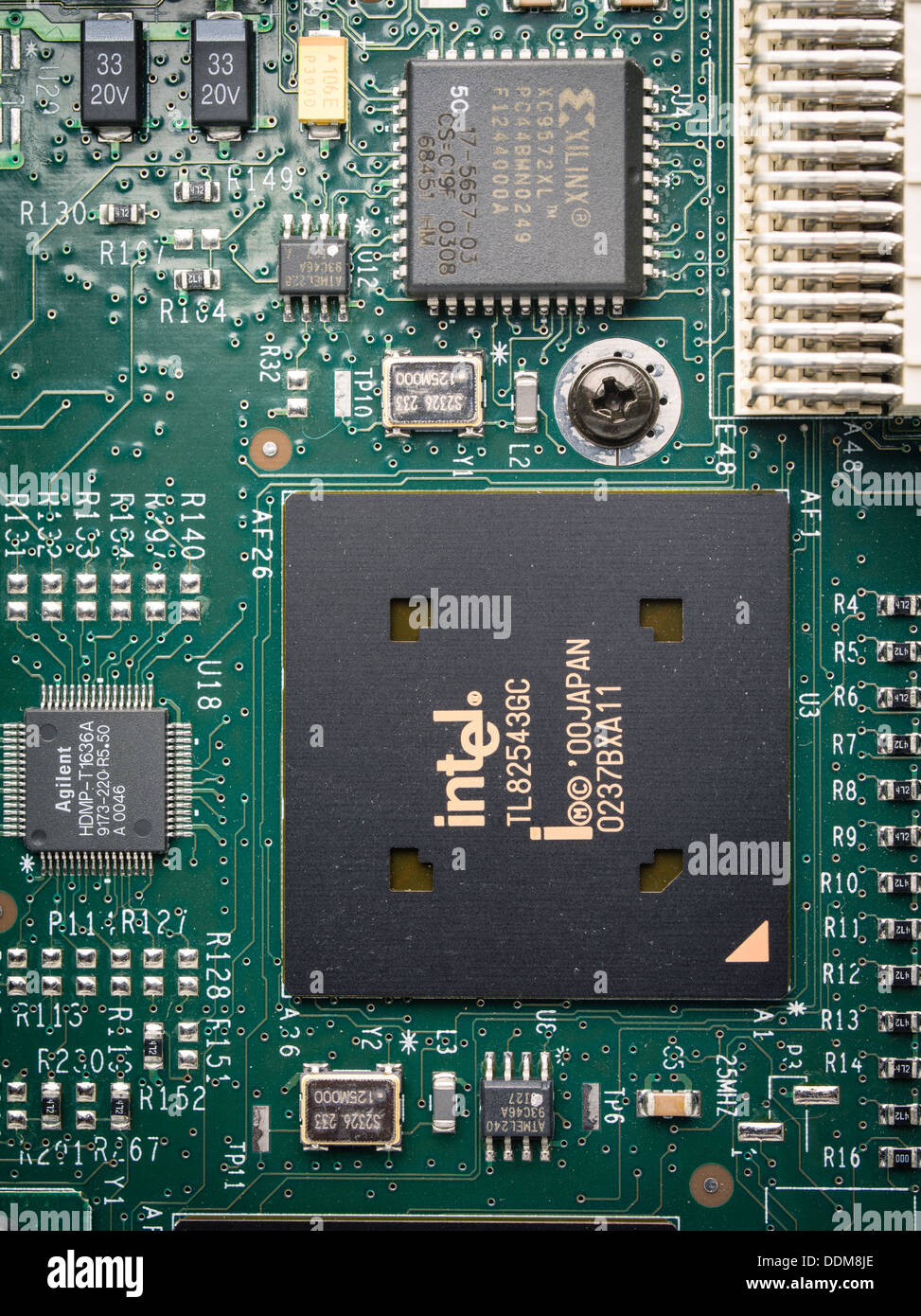 Made in Japan , Intel microchip di memoria flash della scheda di circuito Foto Stock