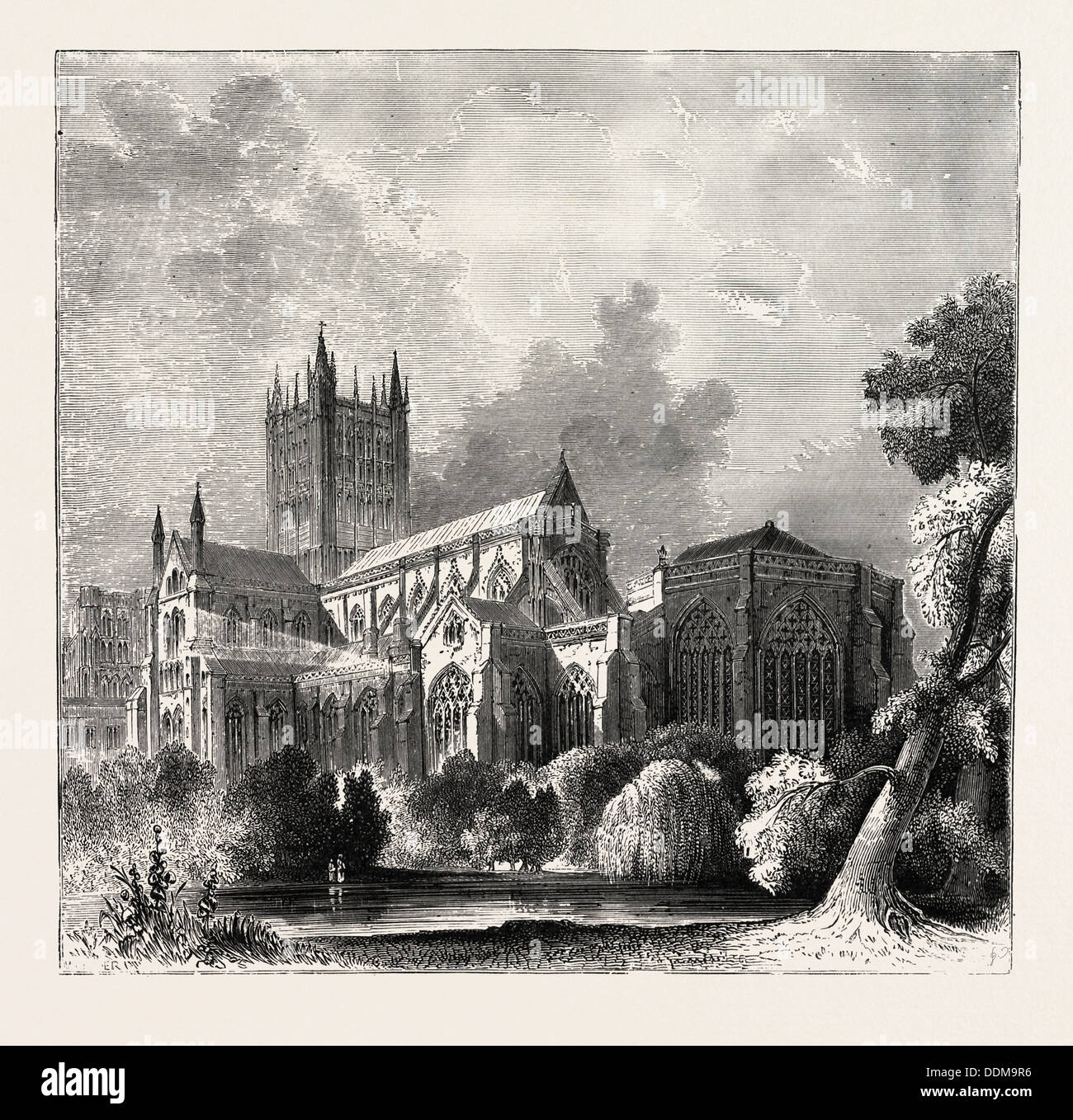 Cattedrale di Wells, gran parte della struttura è il primo stile inglese, notevolmente arricchita dai suoi aspetti scultoreo Foto Stock