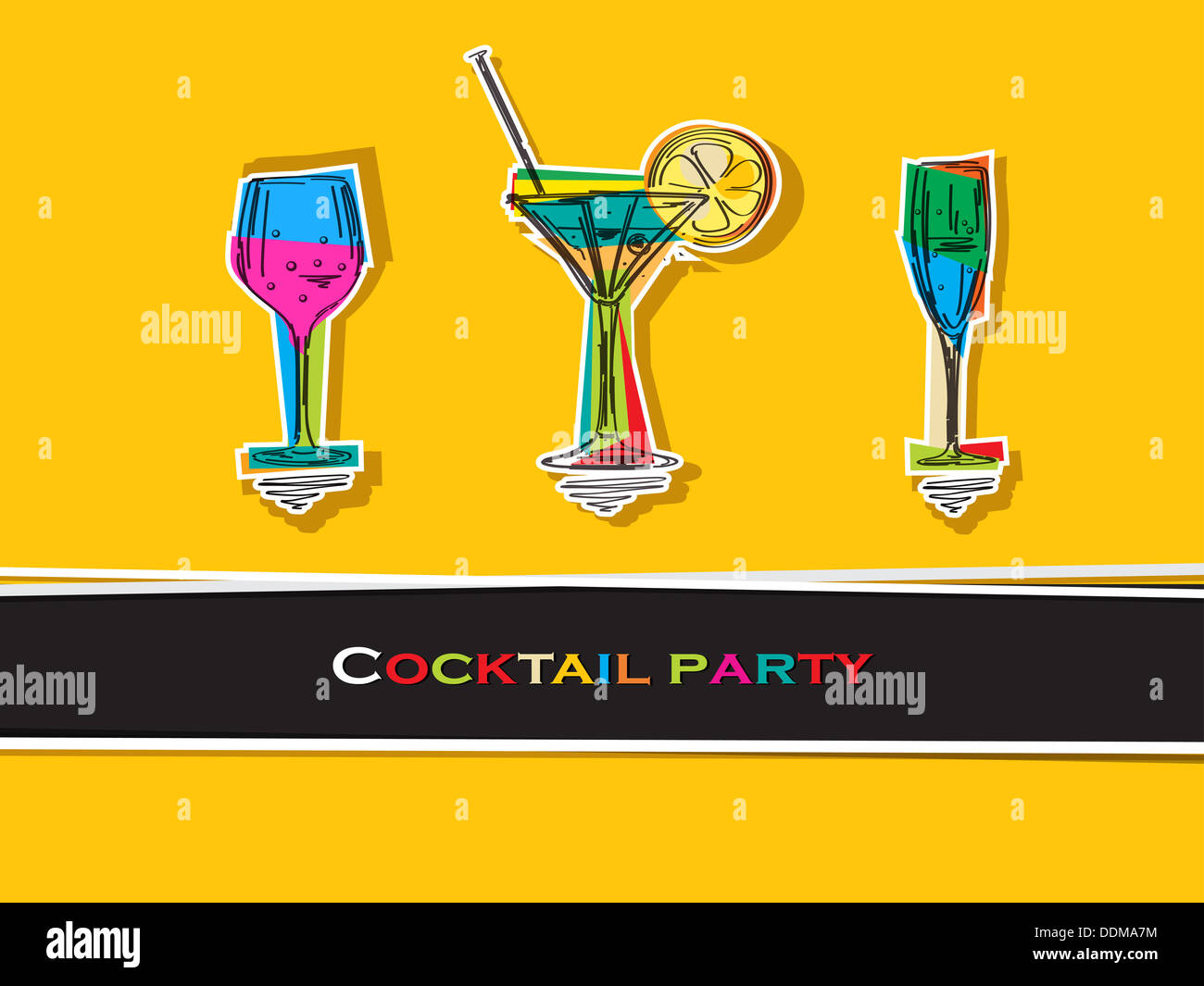 La Pop art cocktail party card Foto Stock