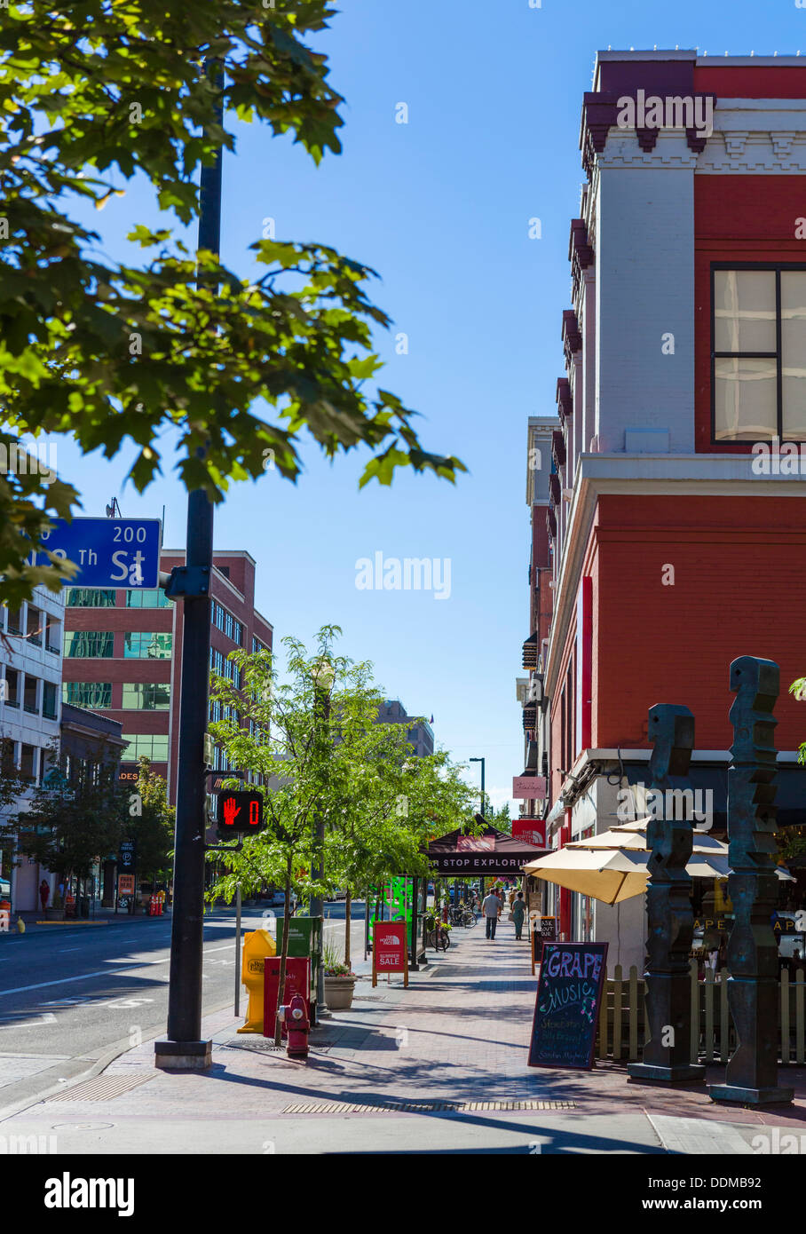 West Idaho Street nel centro storico di Boise, Idaho, Stati Uniti d'America Foto Stock