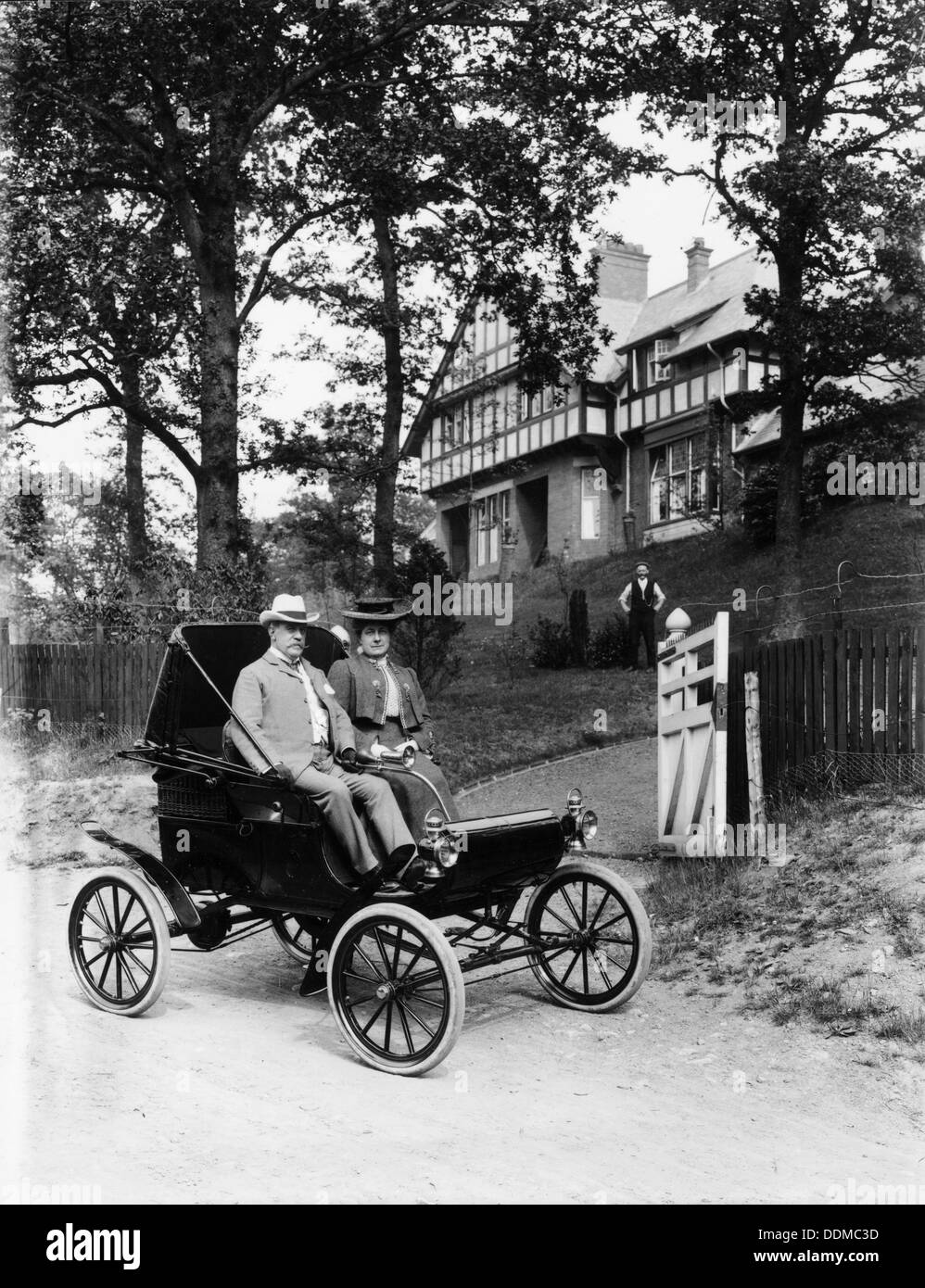 Una Oldsmobile curvo, Dash 1902. Artista: sconosciuto Foto Stock