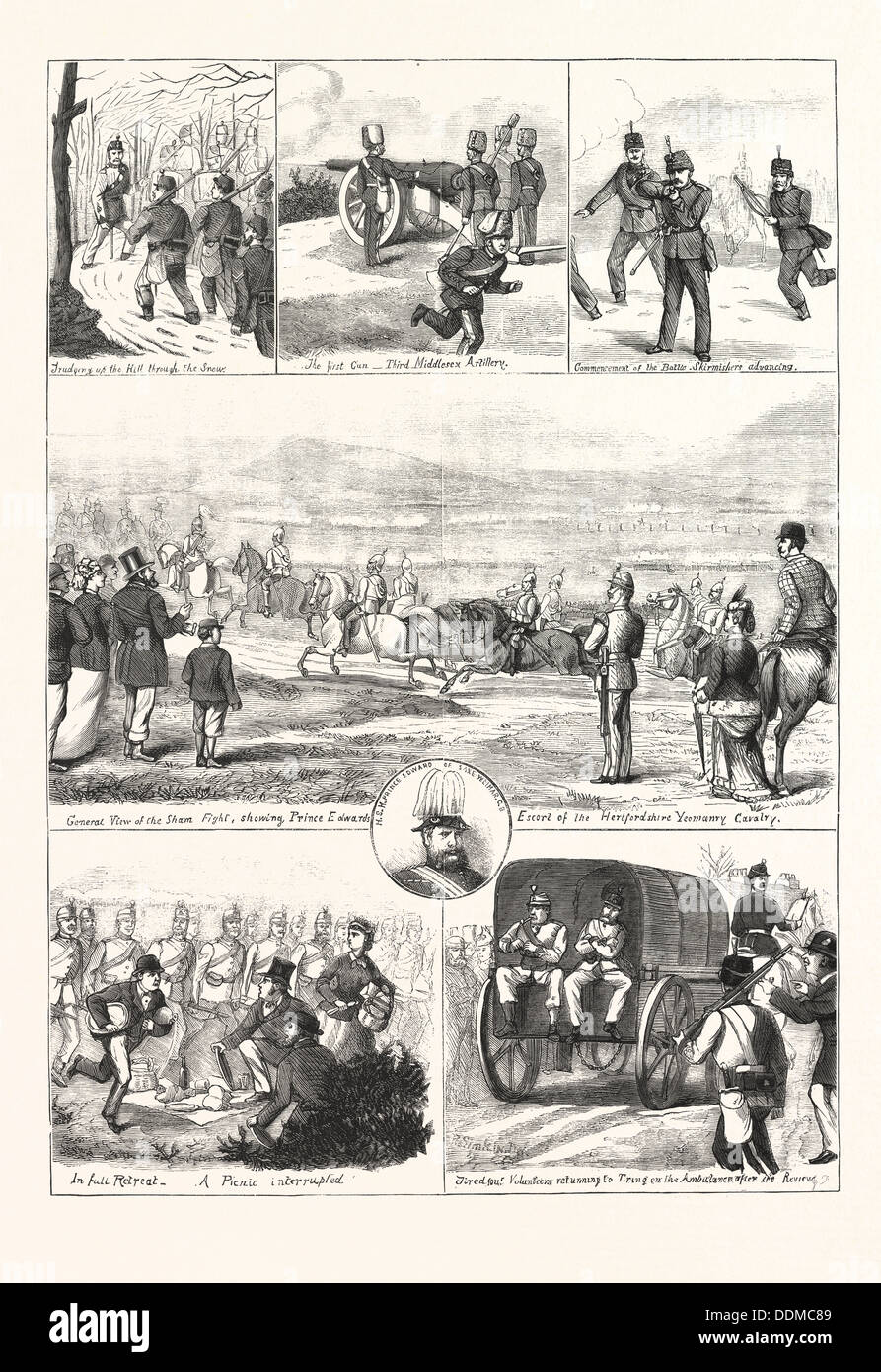 Il Lunedì di Pasqua con i volontari a Tring, incisione 1876, Regno Unito, Gran Bretagna British, Europa, Regno Unito, Gran Bretagna Foto Stock