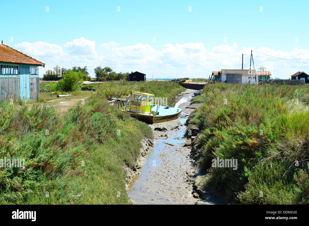Fort Royer, Boyardville, sito ostriecole, ostricoltura Harbour, sull'isola di Oleron,Charente Maritime, Francia Foto Stock