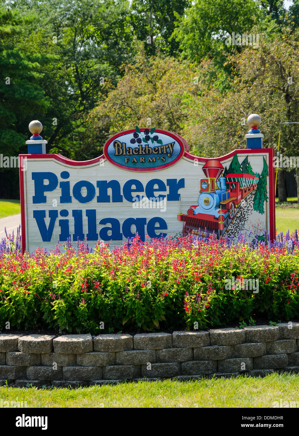 Blackberry Farm villaggio di pionieri in Aurora, Illinois lungo il Lincoln Highway, è un edificio del XIX secolo ricreato fattoria e il villaggio. Foto Stock