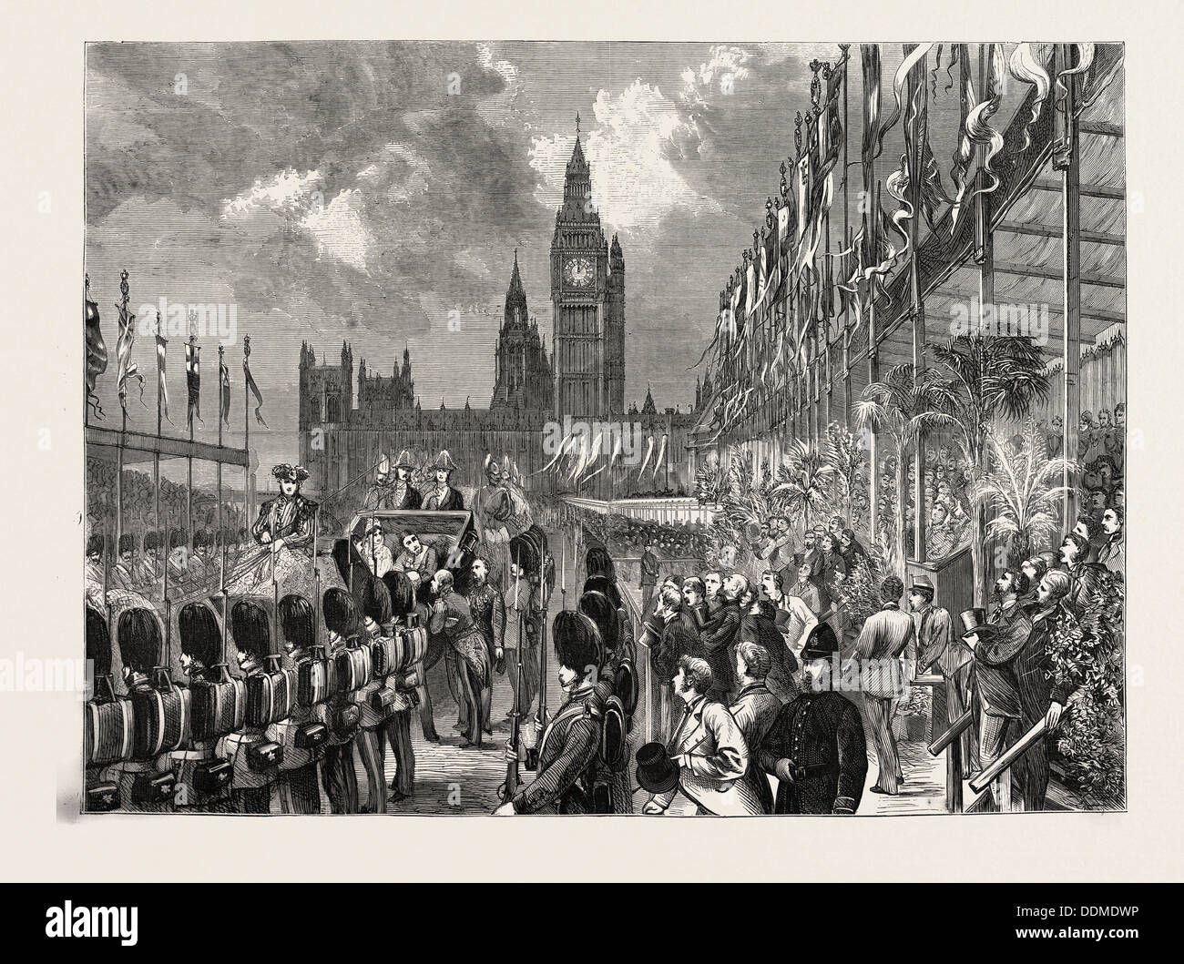 Apertura del Victoria Embankment dal Principe di Galles e la principessa LOUISE, LONDRA, REGNO UNITO, 1870 Foto Stock