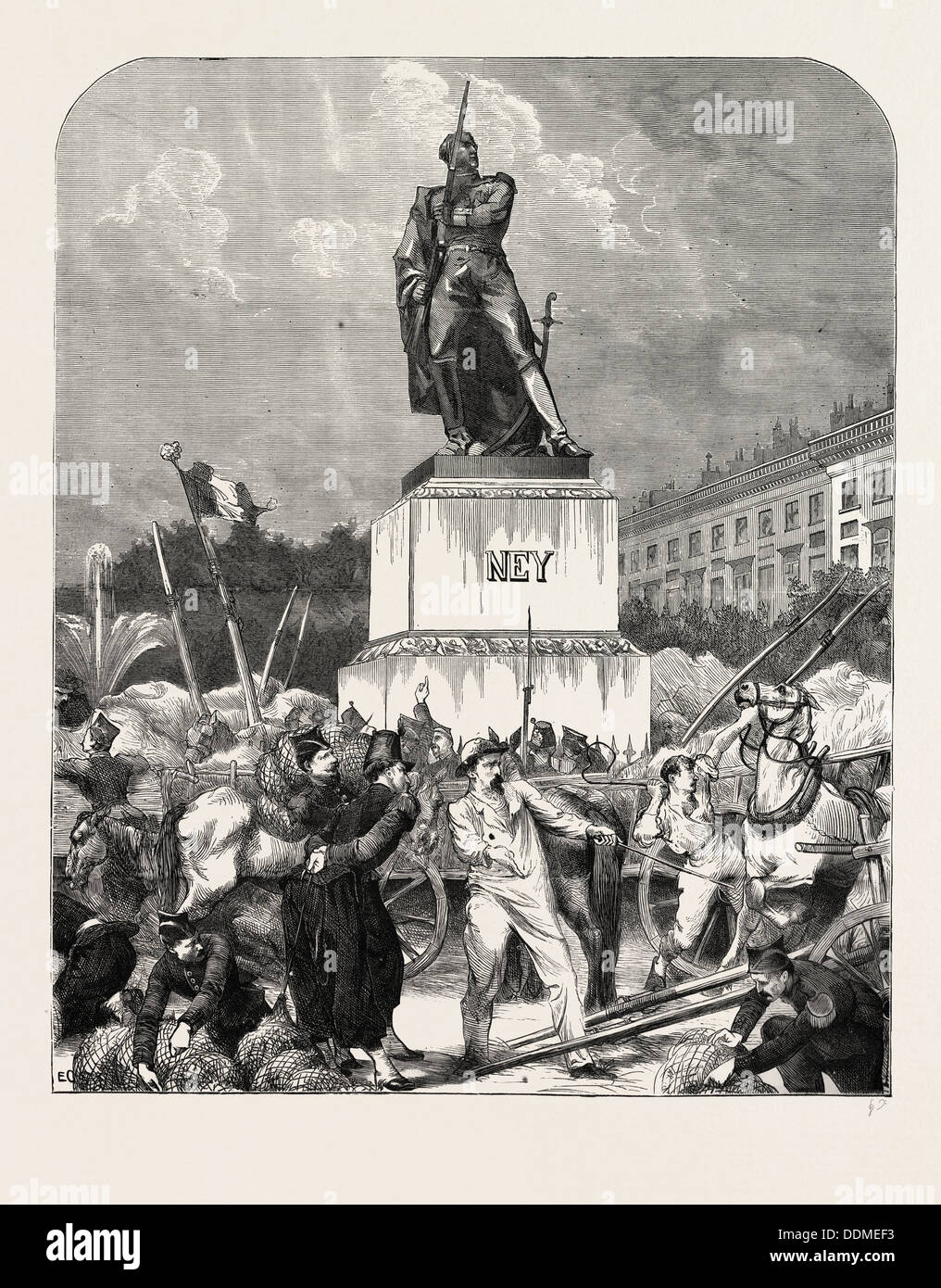 A METZ, davanti alla statua del Maresciallo Ney, Francia, 1870 Foto Stock
