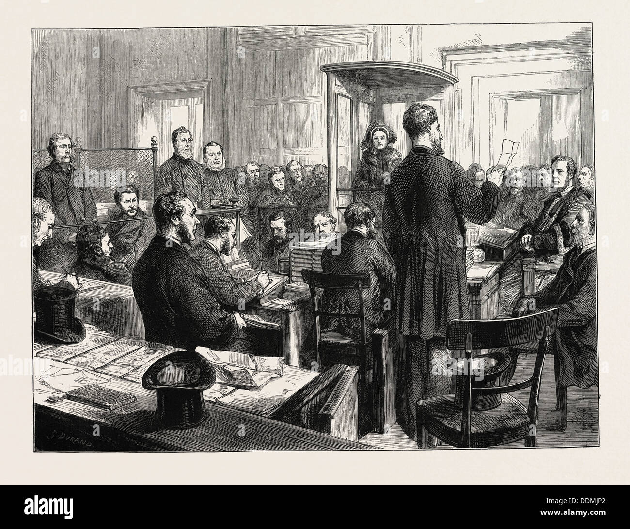 La grande città di falsificazioni: ESAME DI BIDWELL E NOYES presso la Mansion House, Londra, Regno Unito, 1873 Foto Stock