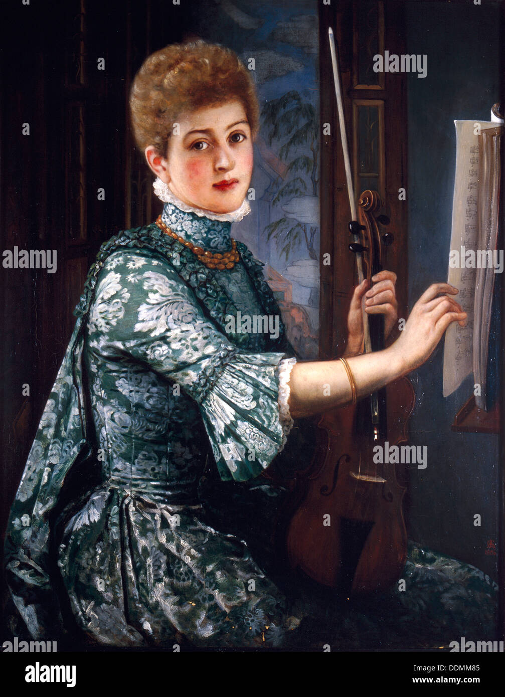 "Il violinista', 1886. Artista: George Adolphus Storey Foto Stock