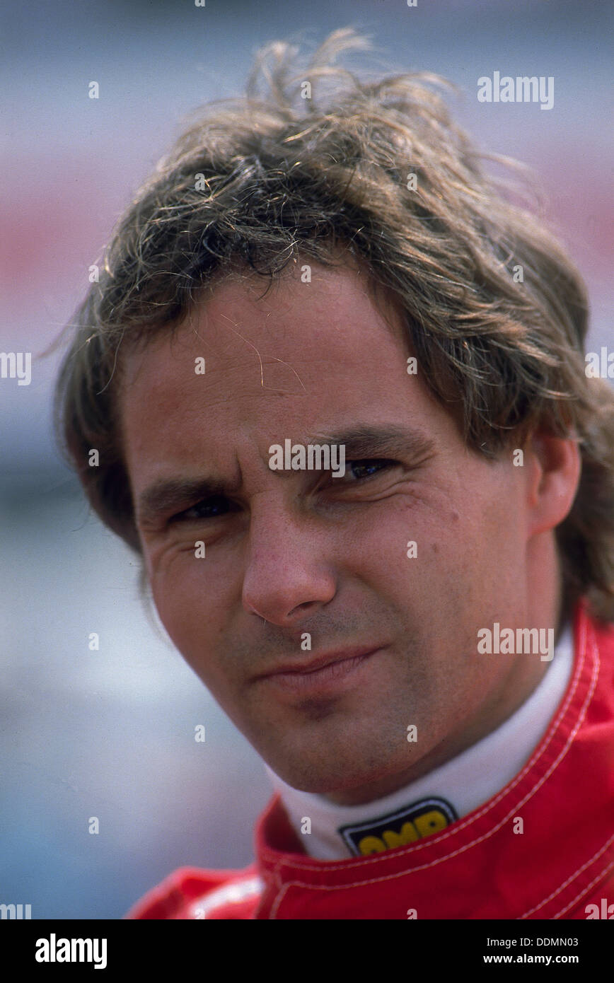 Gerhard Berger, il Gran Premio di Gran Bretagna a Silverstone, Northamptonshire, 1989. Artista: sconosciuto Foto Stock