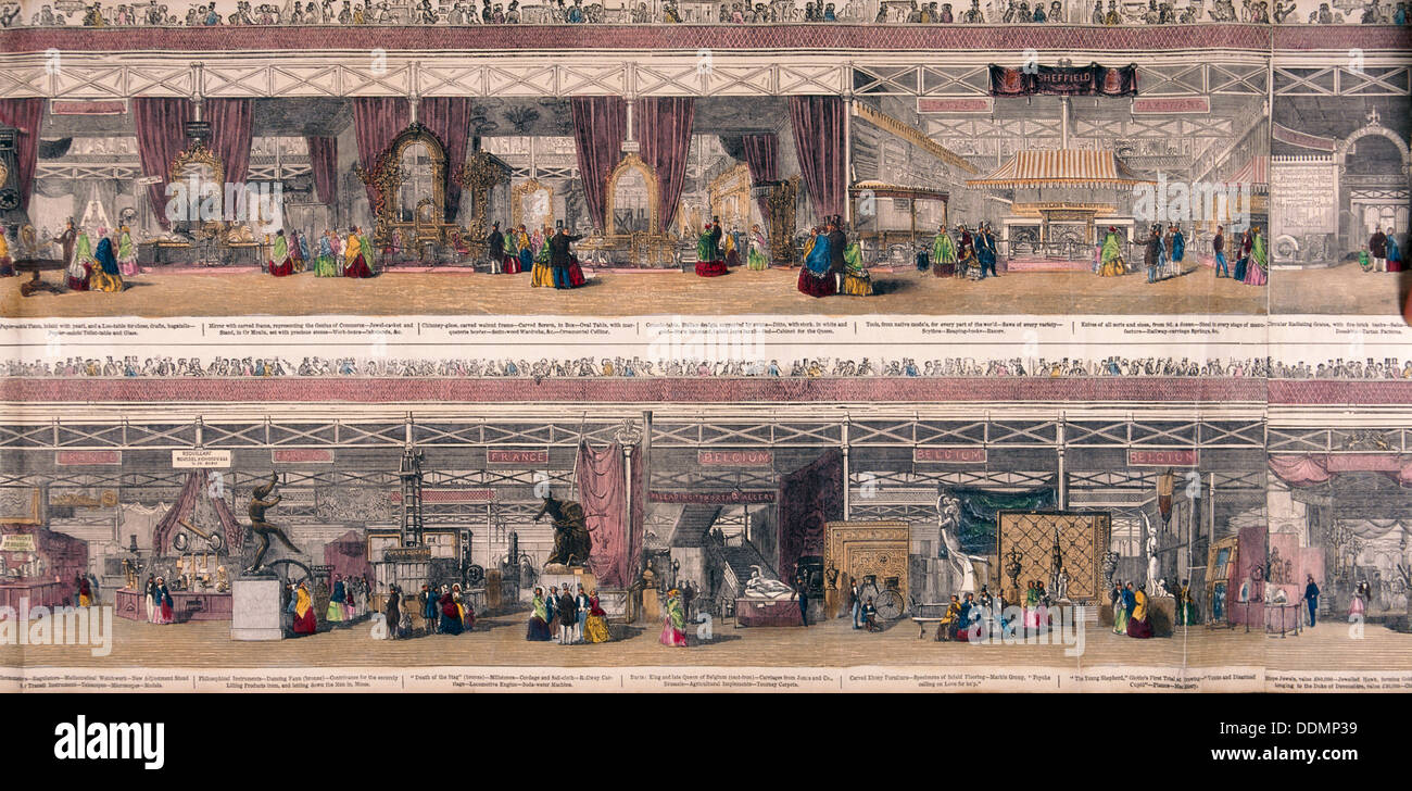Grande Esposizione, Crystal Palace, Hyde Park, Londra, 1851. Artista: Anon Foto Stock